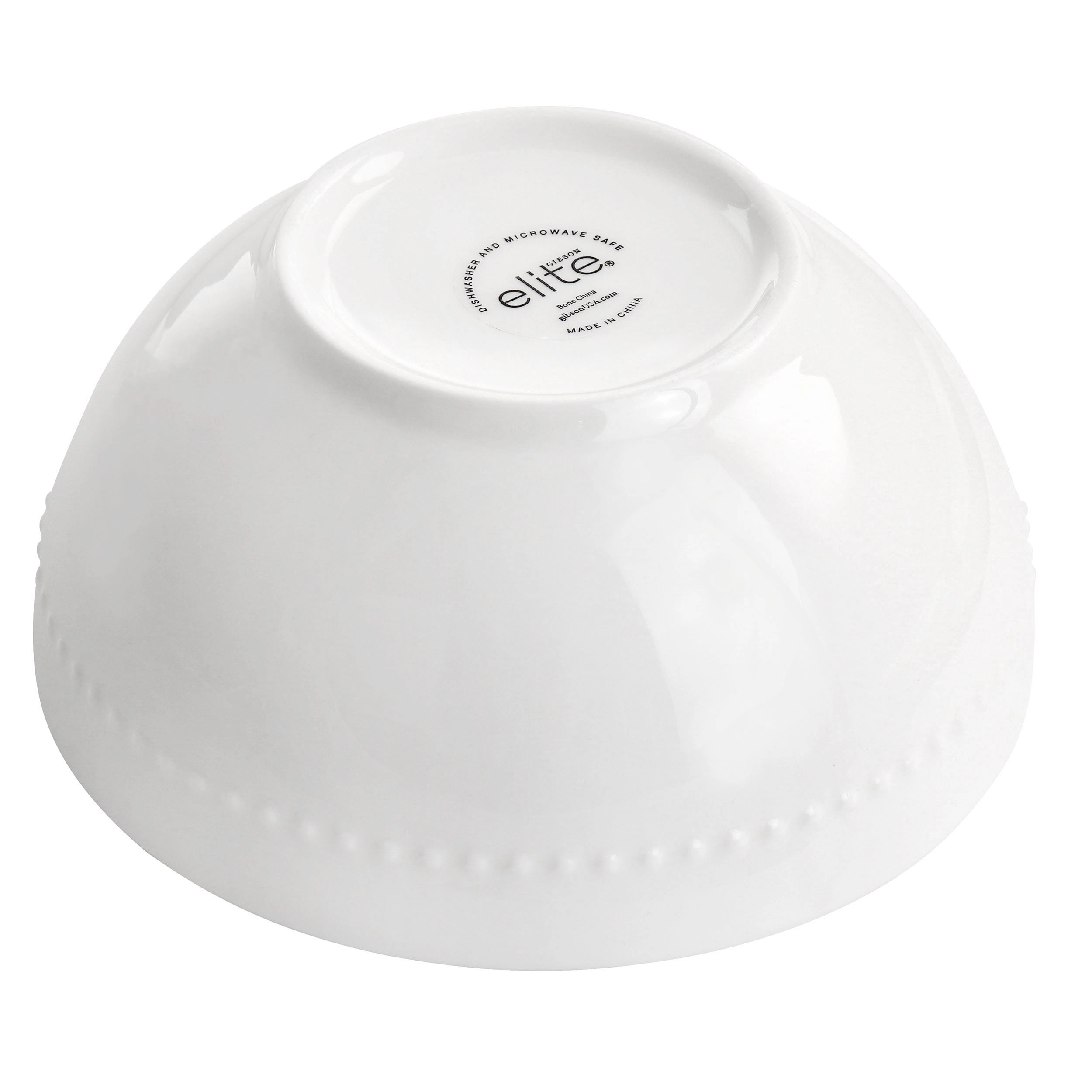 Gibson Elite Embossed Bone China 16 Piece Double Bowl Dinnerware Set in White