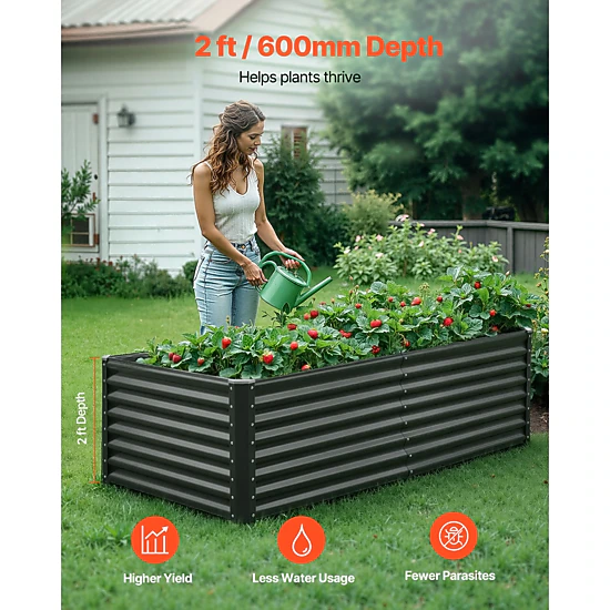 HONGGE Metal Raised Garden Bed Outdoor Galvanized Planter Garden Box Open Bottom Design Large Planter Raised Bed for