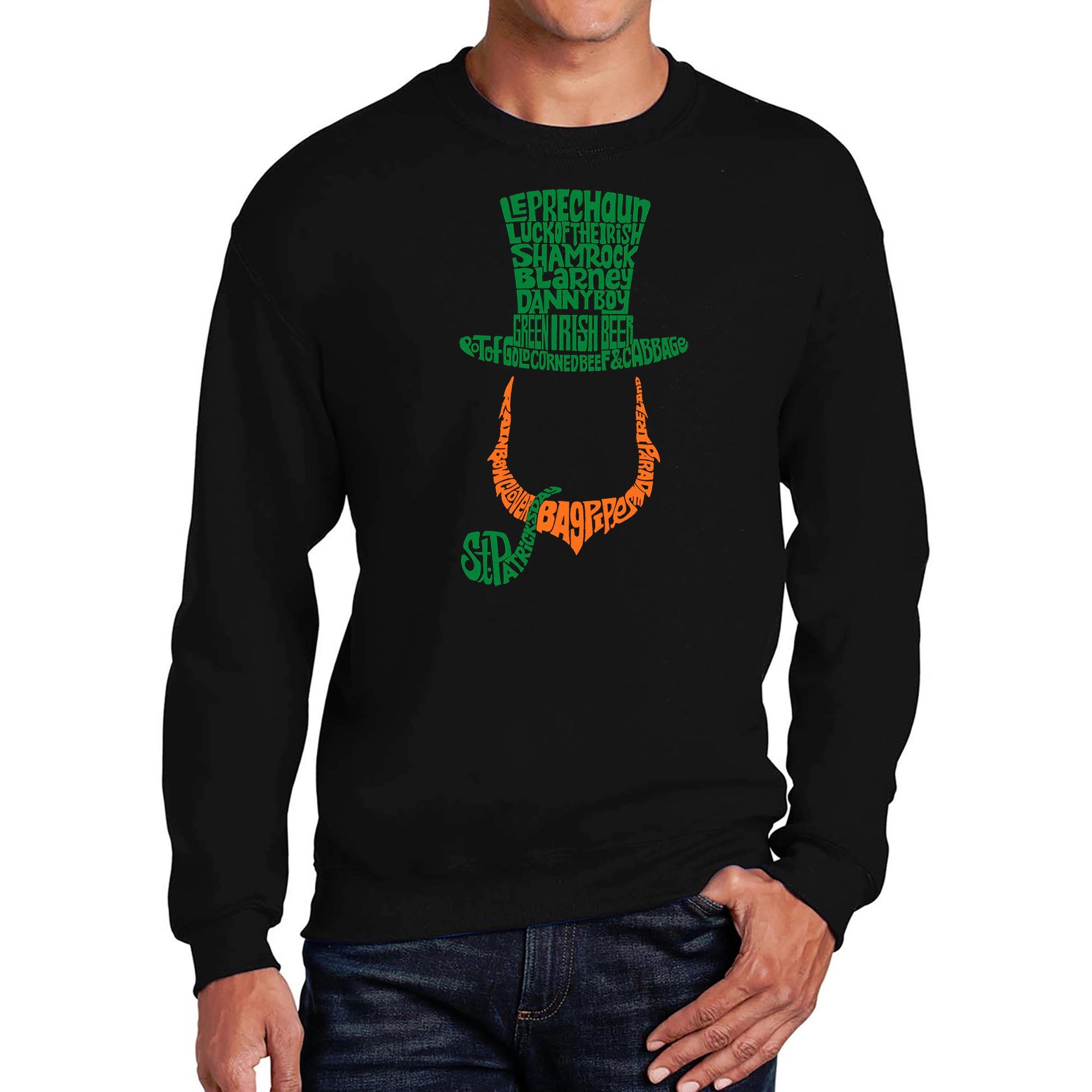 LA Pop Art Leprechaun - Mens Word Crew Sweatshirt