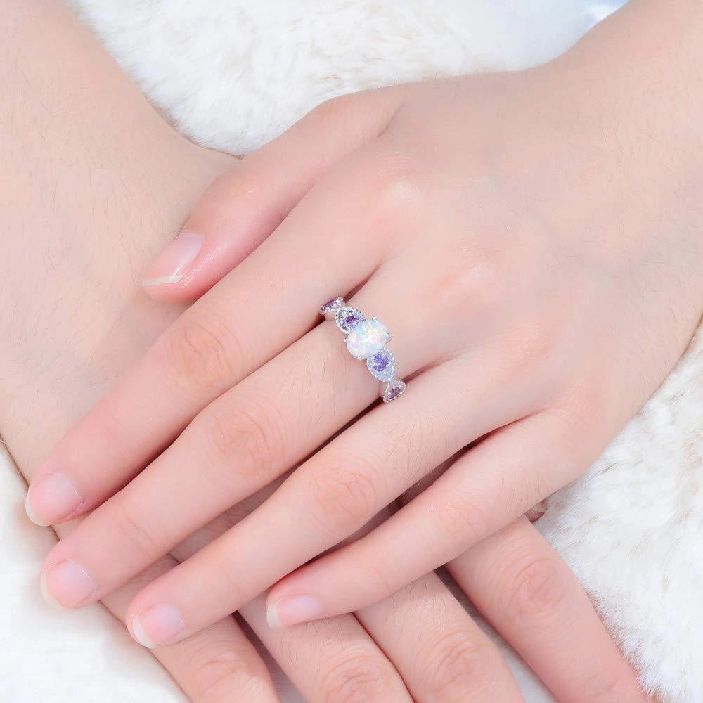 18K Gold Plated Opal Ring Gemstone Engagement Anniversary Ring