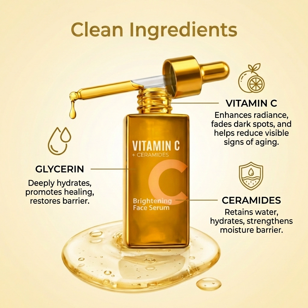 Lovery Vitamin C and Ceramides Brightening Face Serum - Korean Skin Care Radiance & Barrier Repair Treatment