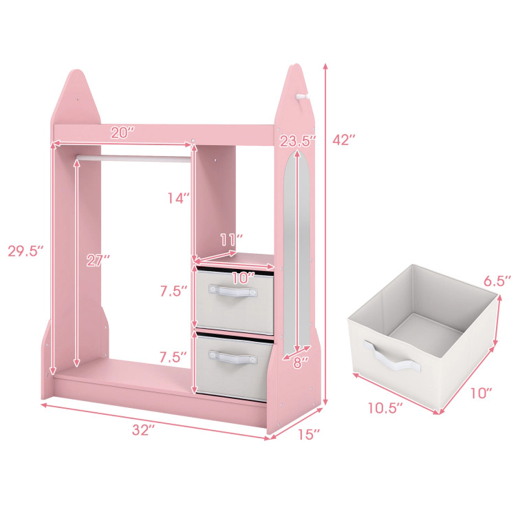 Hivvago Kids Play Armoire Dresser with Cloth Hanger