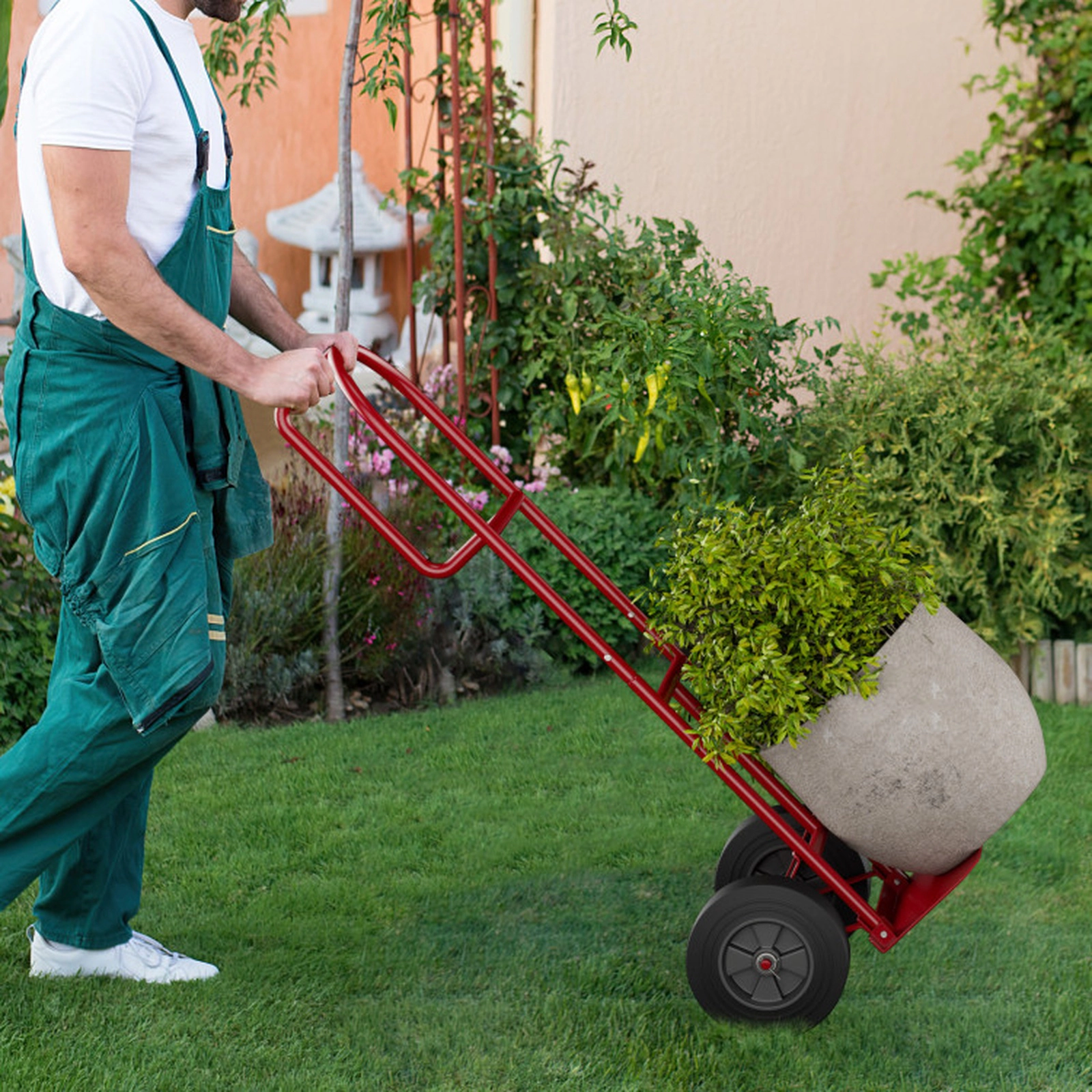 SUGIFT 660-lb Capacity Folding P-Handle Sack Truck Hand Cart Dolly with 10-in Double Bearing Wheels