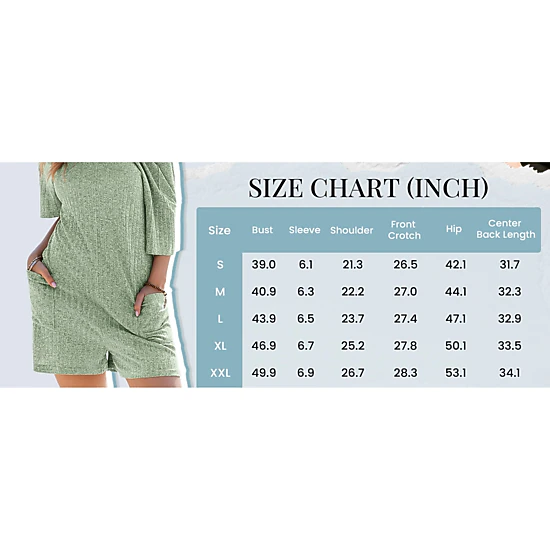 Ekouaer Women's Crew Neck Short Sleeve Ribbed Knit Romper with Pockets