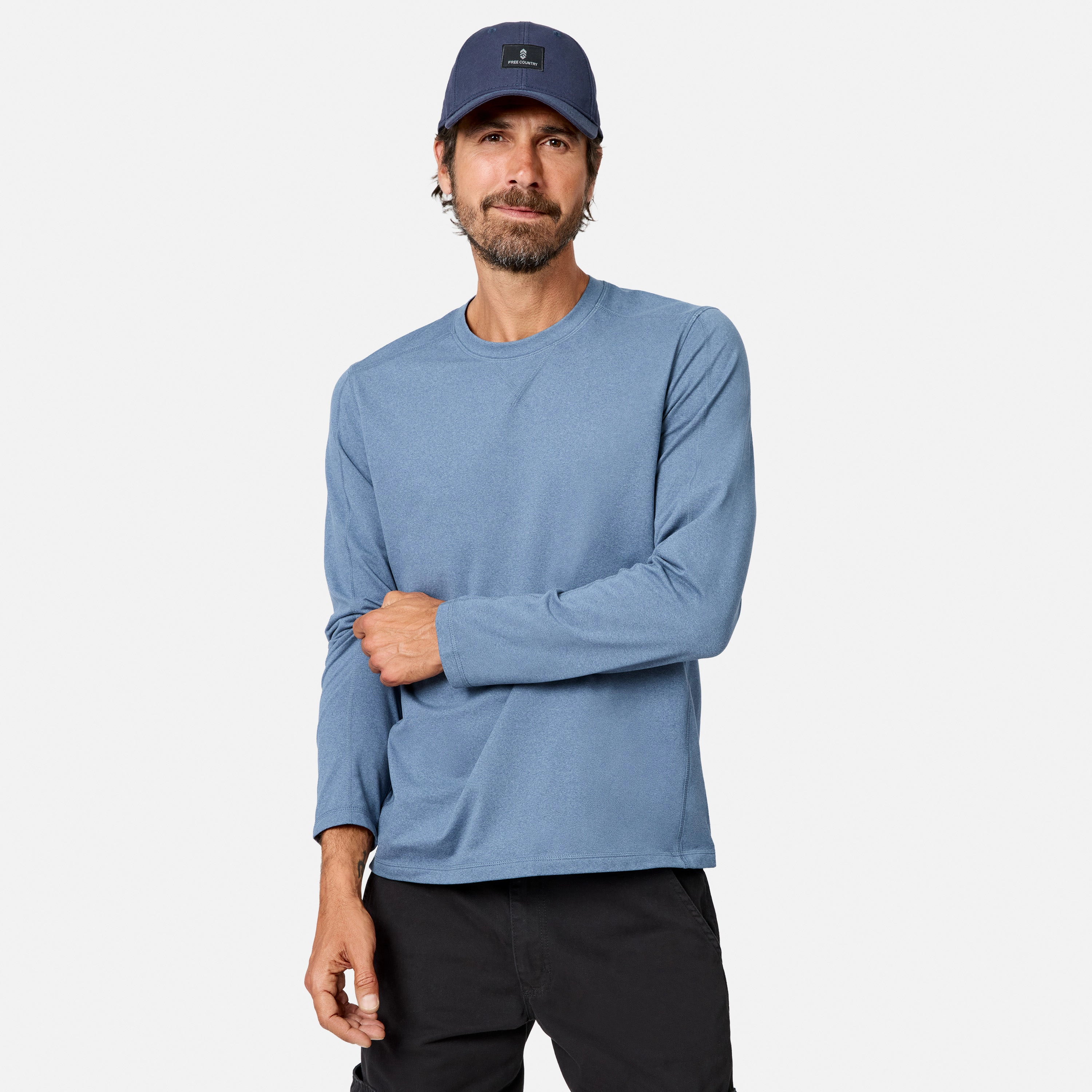 Free Country Men’s FreeCycle Sueded Long-Sleeve Crew Neck Top