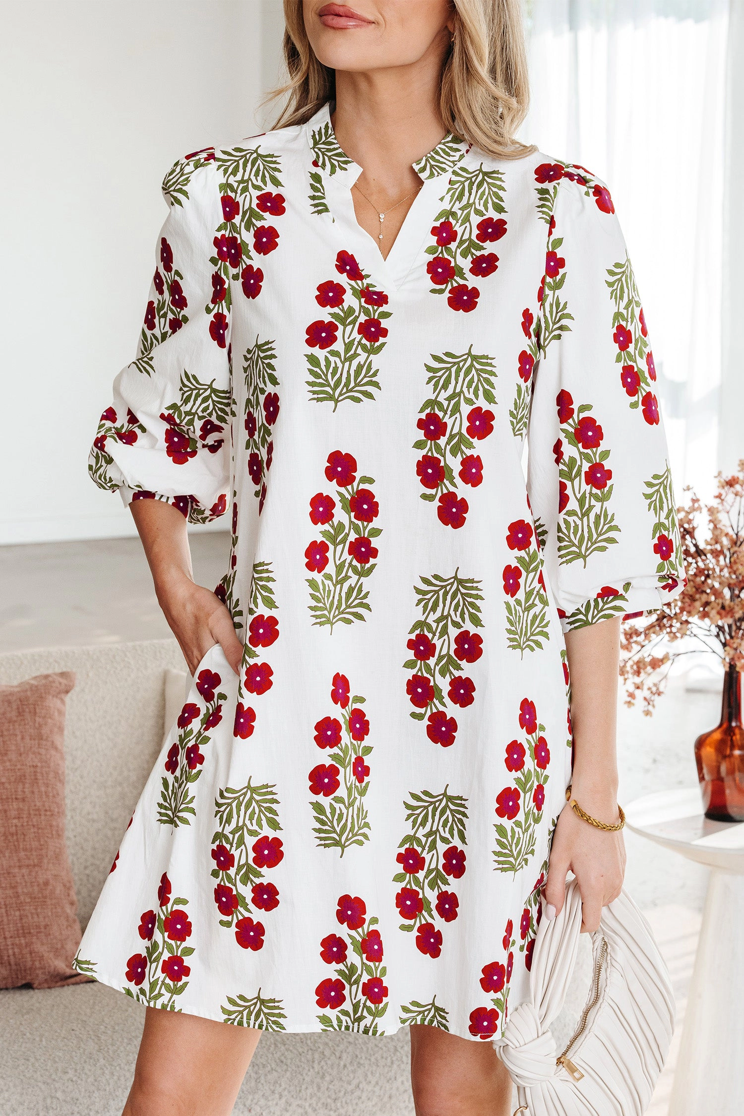 Threaded Pear Women's Catalina Sleeve Loose Mini Dress
