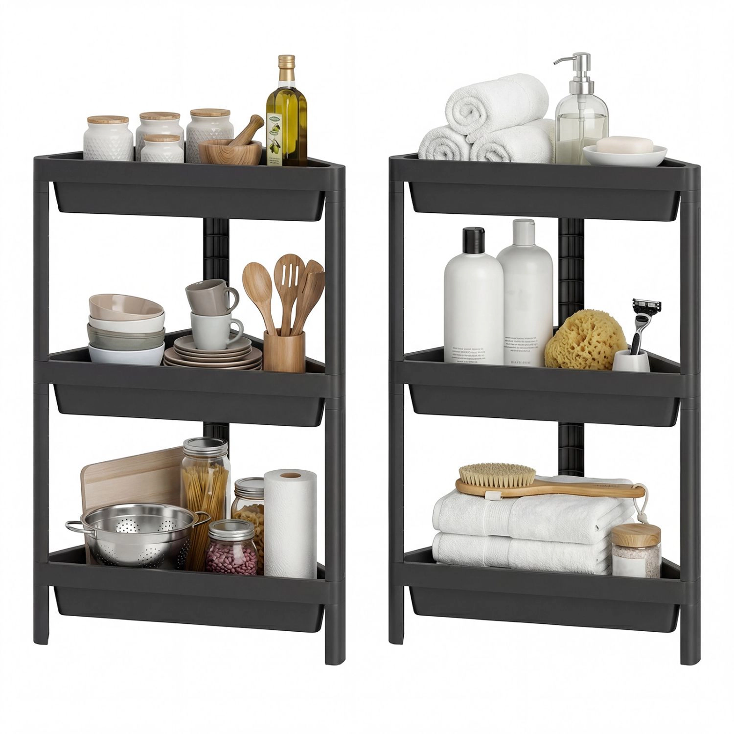 SlickBlue Set of 2 Corner Shower Shelf 3 Tier Bathroom Storage Rack Organizer