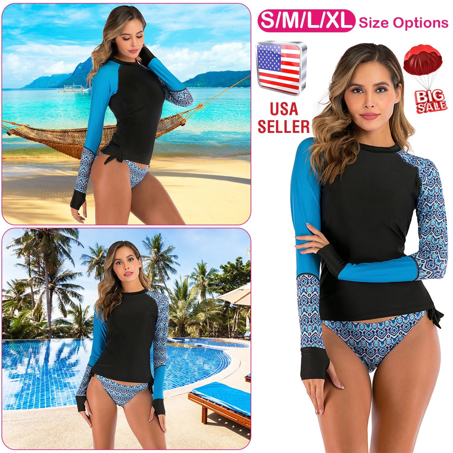 GBruno 2-Piece Long Sleeve Swim Shirt Set