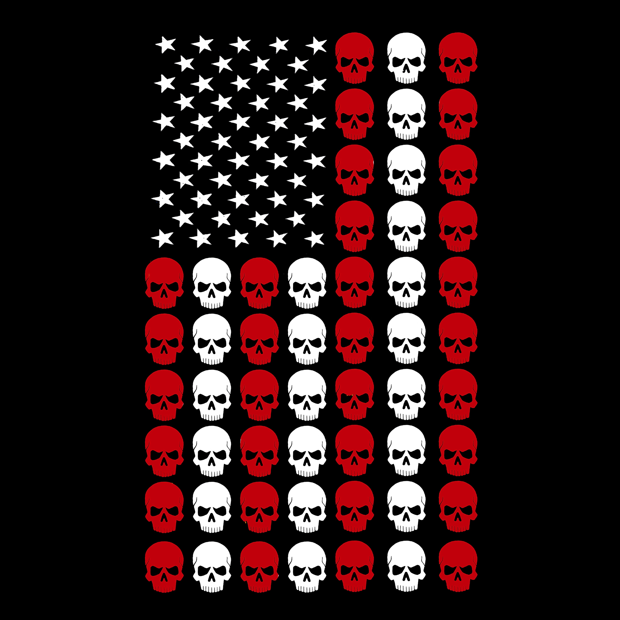 LA Pop Art Men's Cotton/Poly Blend T-Shirt - Skull Flag