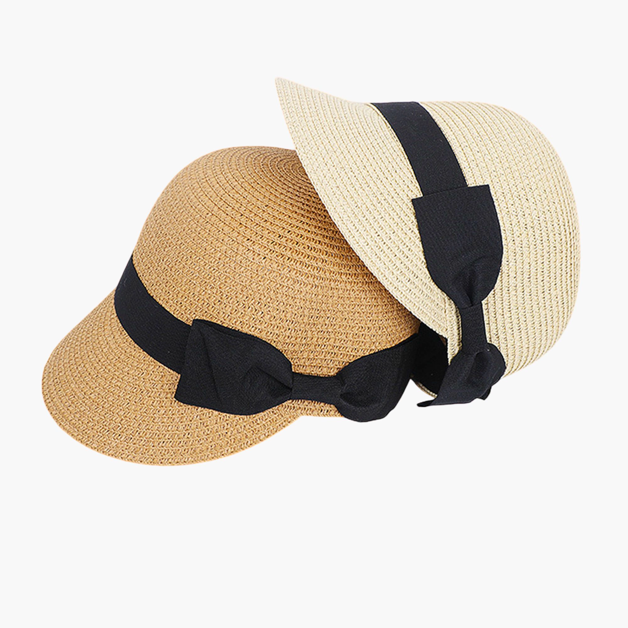 Anna-Kaci Womens Woven Straw Visor Hat with Bow Detail Breathable Lightweight