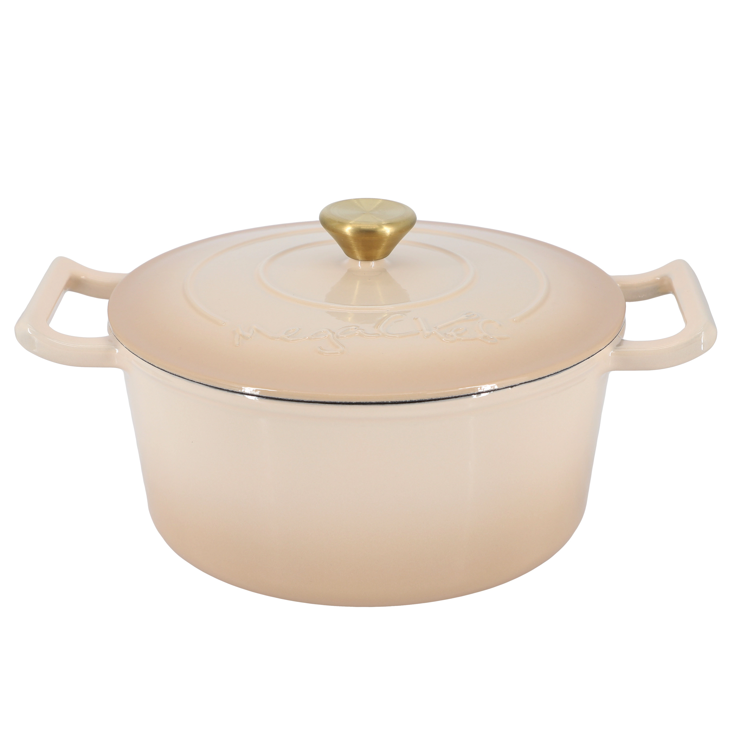 MegaChef 5.3 Quarts Round Enameled Cast Iron Casserole with Self Basting Lid