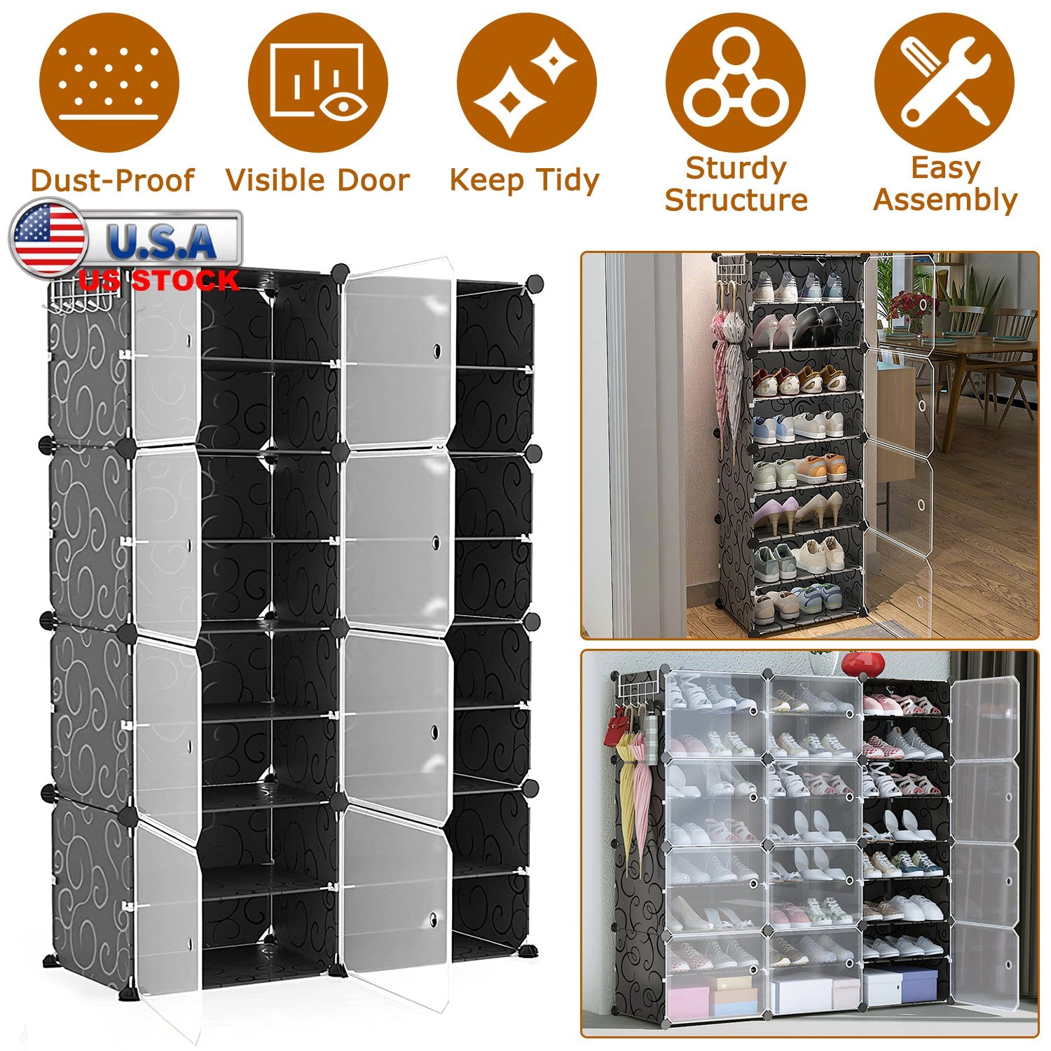 GBruno 8-Tier Stackable Shoe Rack Organizer