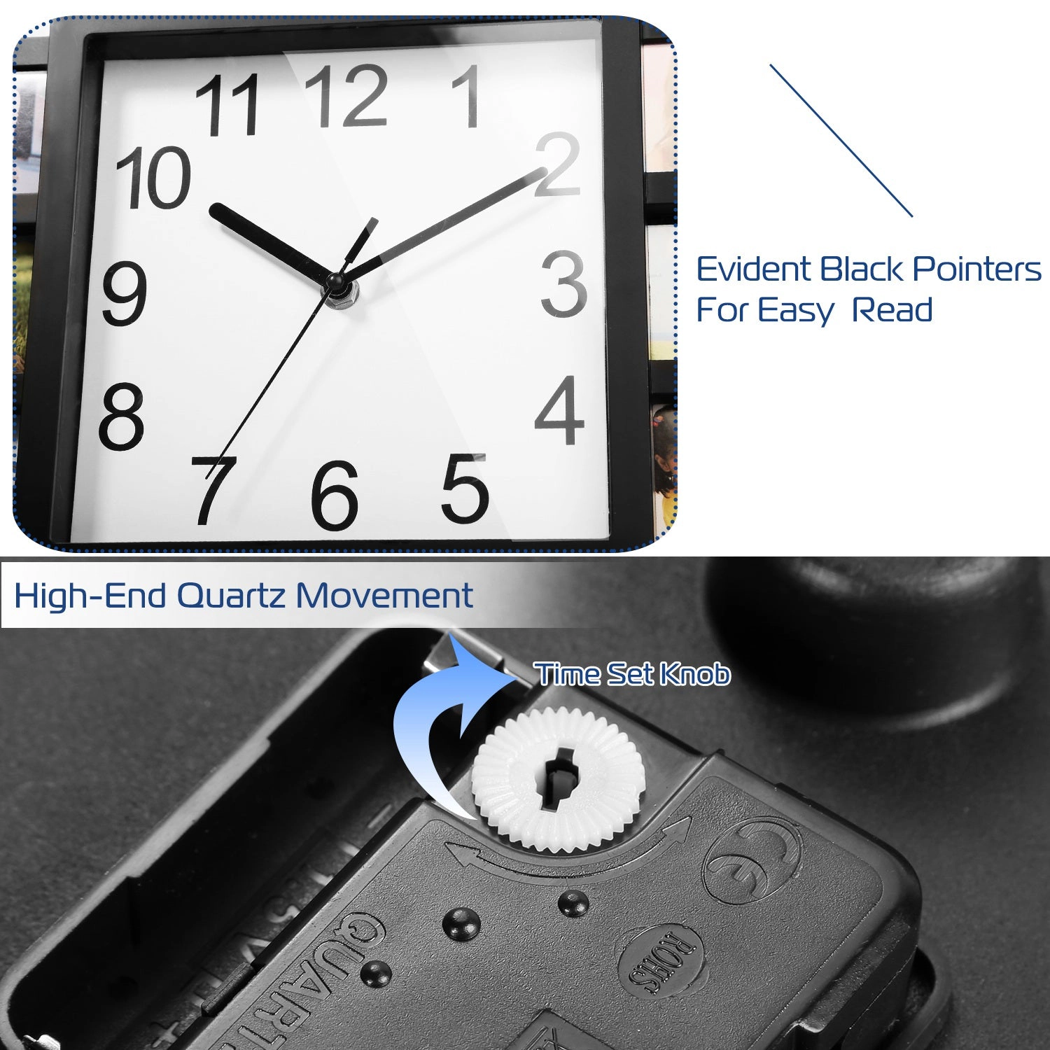 GBruno 12-Picture Photo Frame Wall Clock