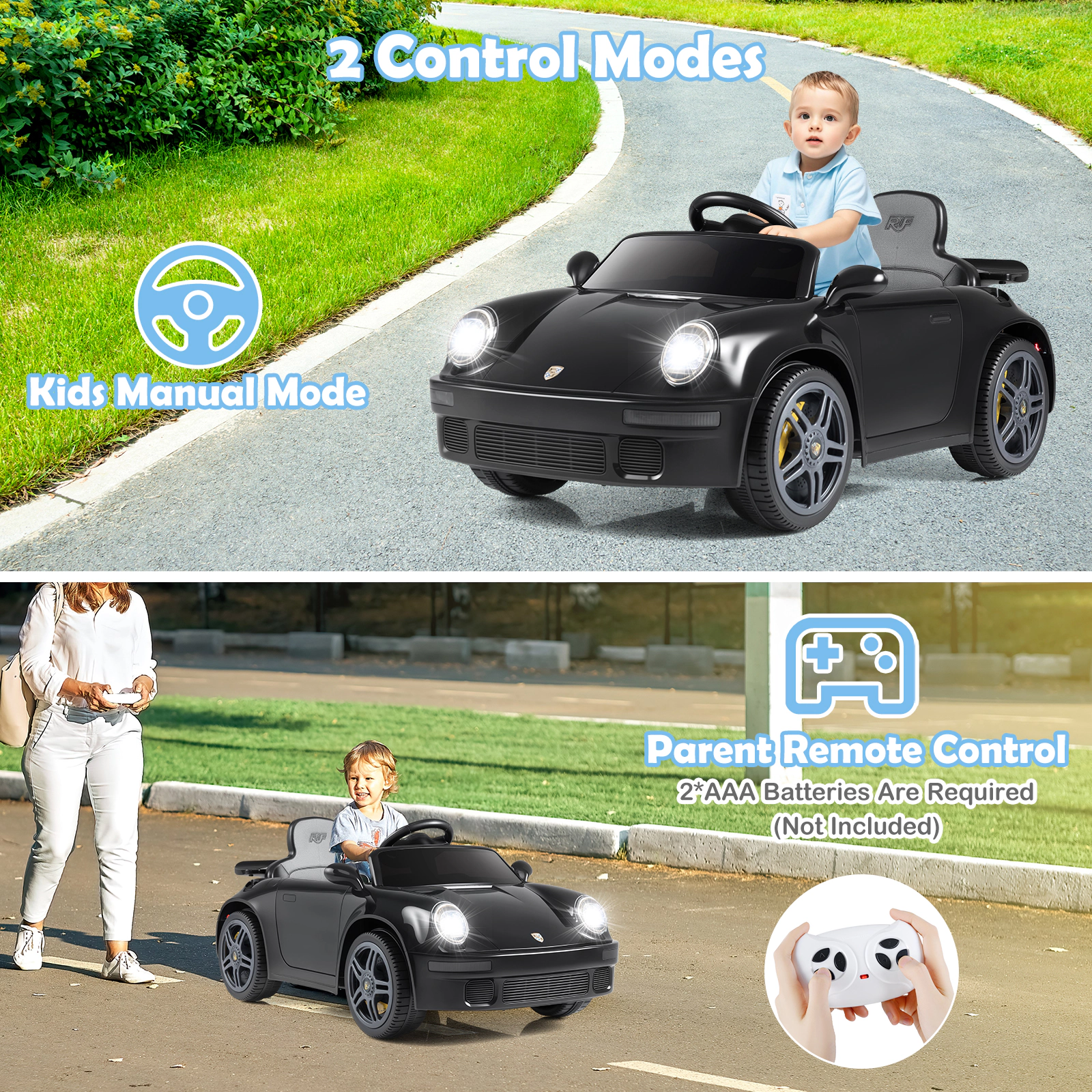 SUGIFT 12V Kids Electric Ride On Car Licensed RUF CTR with Remote Control and Music