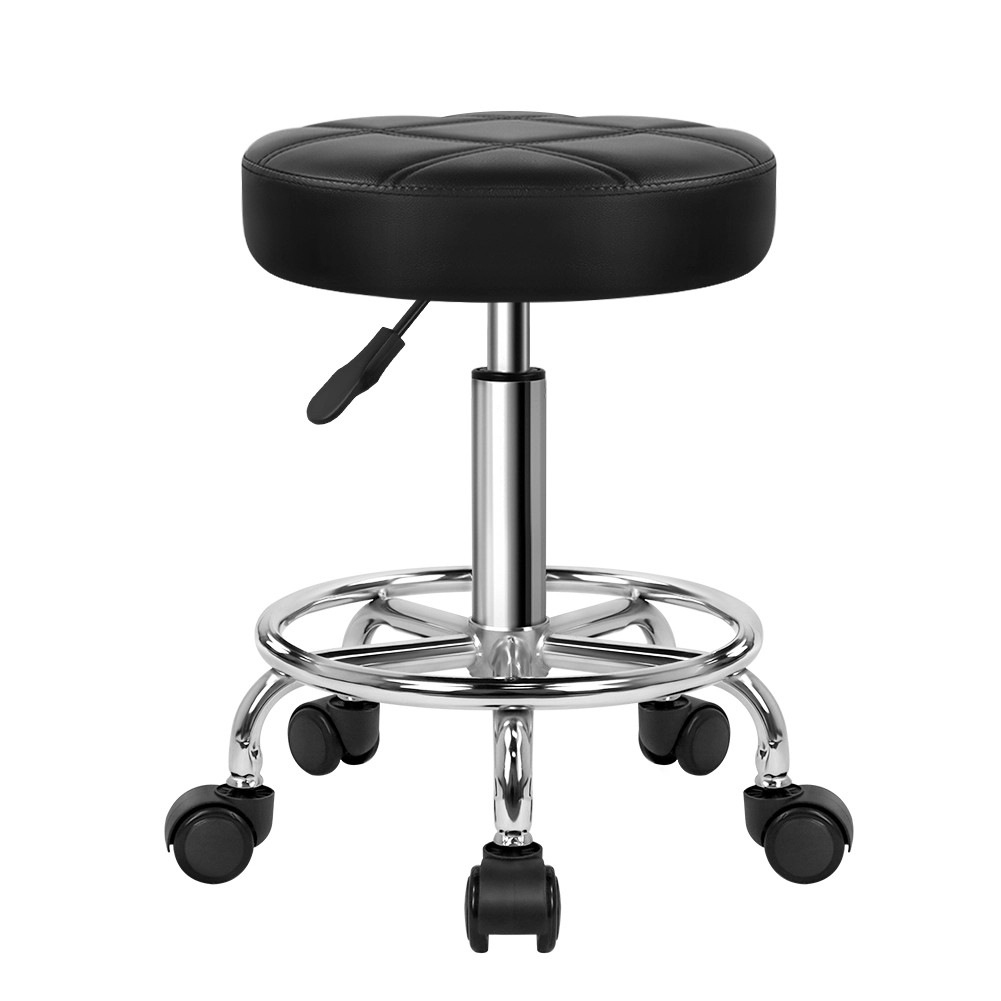 KKTONER Round Rolling Stool Chair PU Leather Height Adjustable Swivel Drafting Work SPA Shop Medical Salon Stools