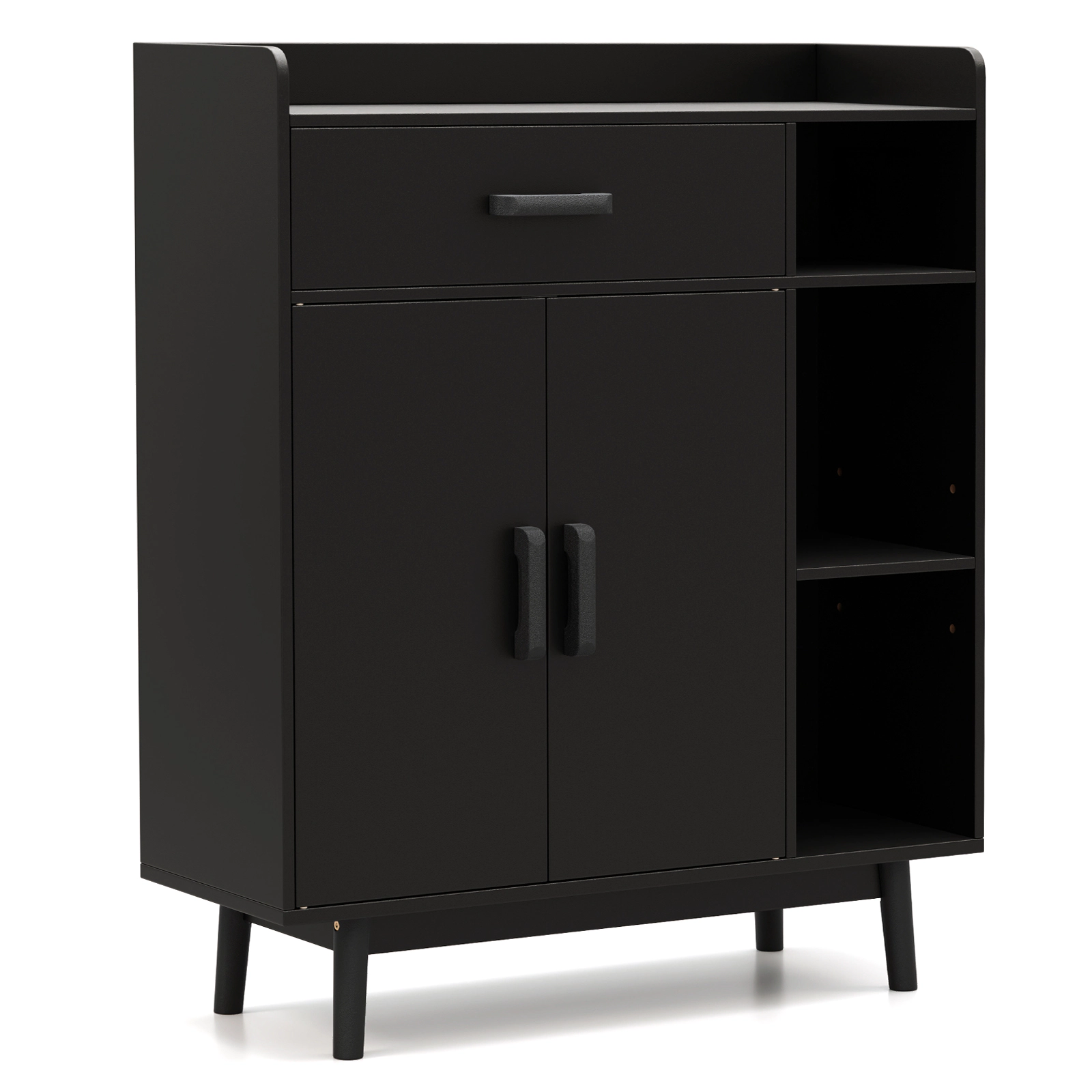 Slickblue Freestanding Storage Cabinet with Drawer Adjustable Shelves and Double Doors
