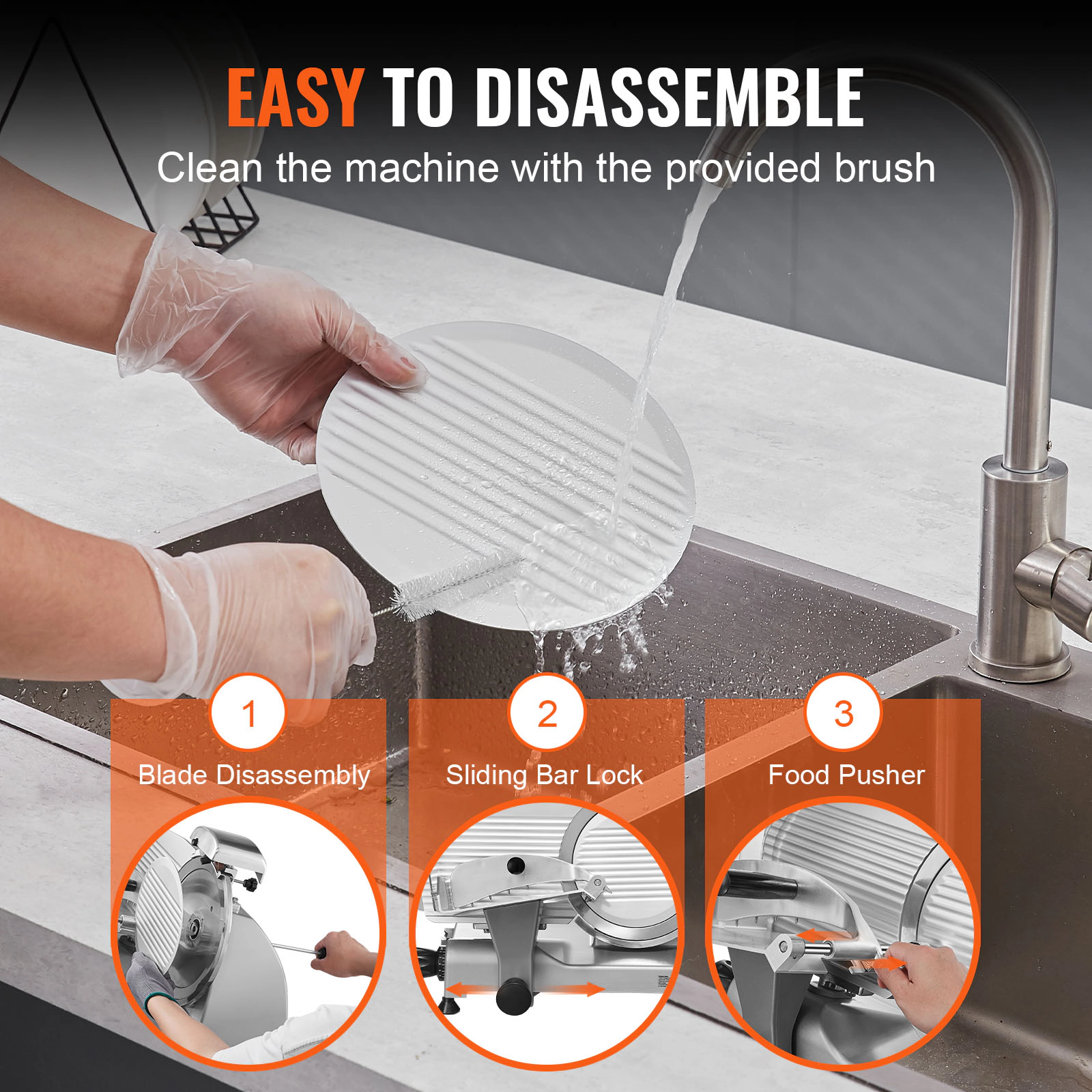 HONGGE Electric Commercial Meat Slicer with Adjustable Steel Blade Thickness