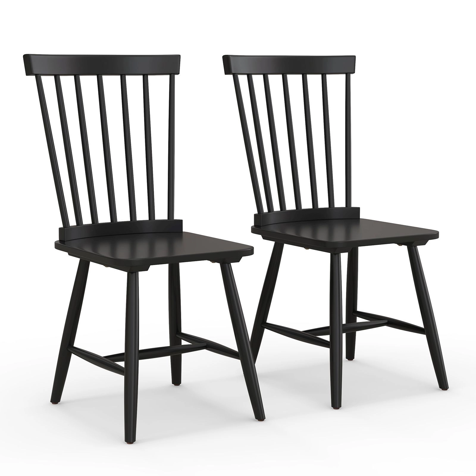 SlickBlue Armless Windsor Dining Chairs Set of 2 Black