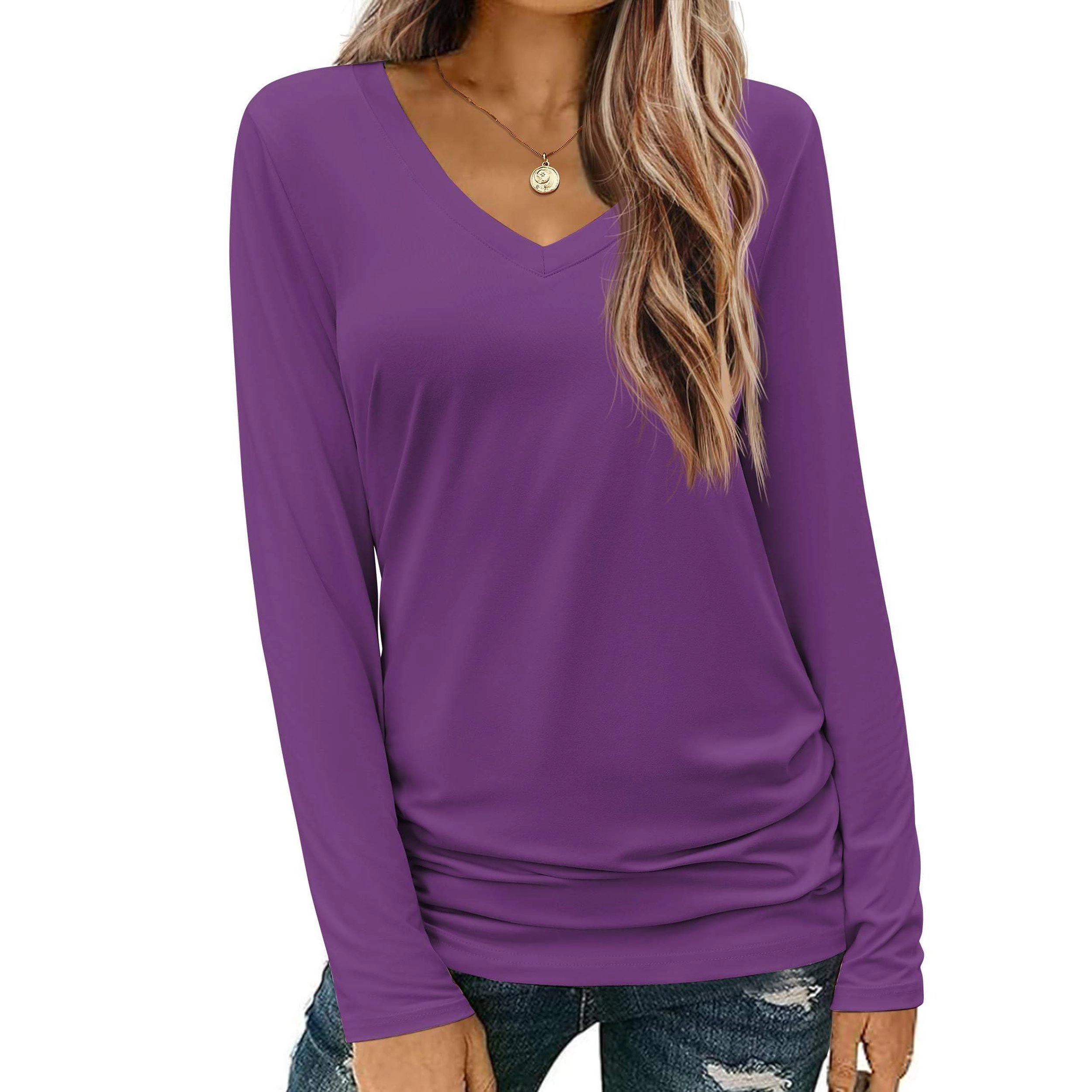 Zeagoo Women V Neck Long Sleeve T Shirt