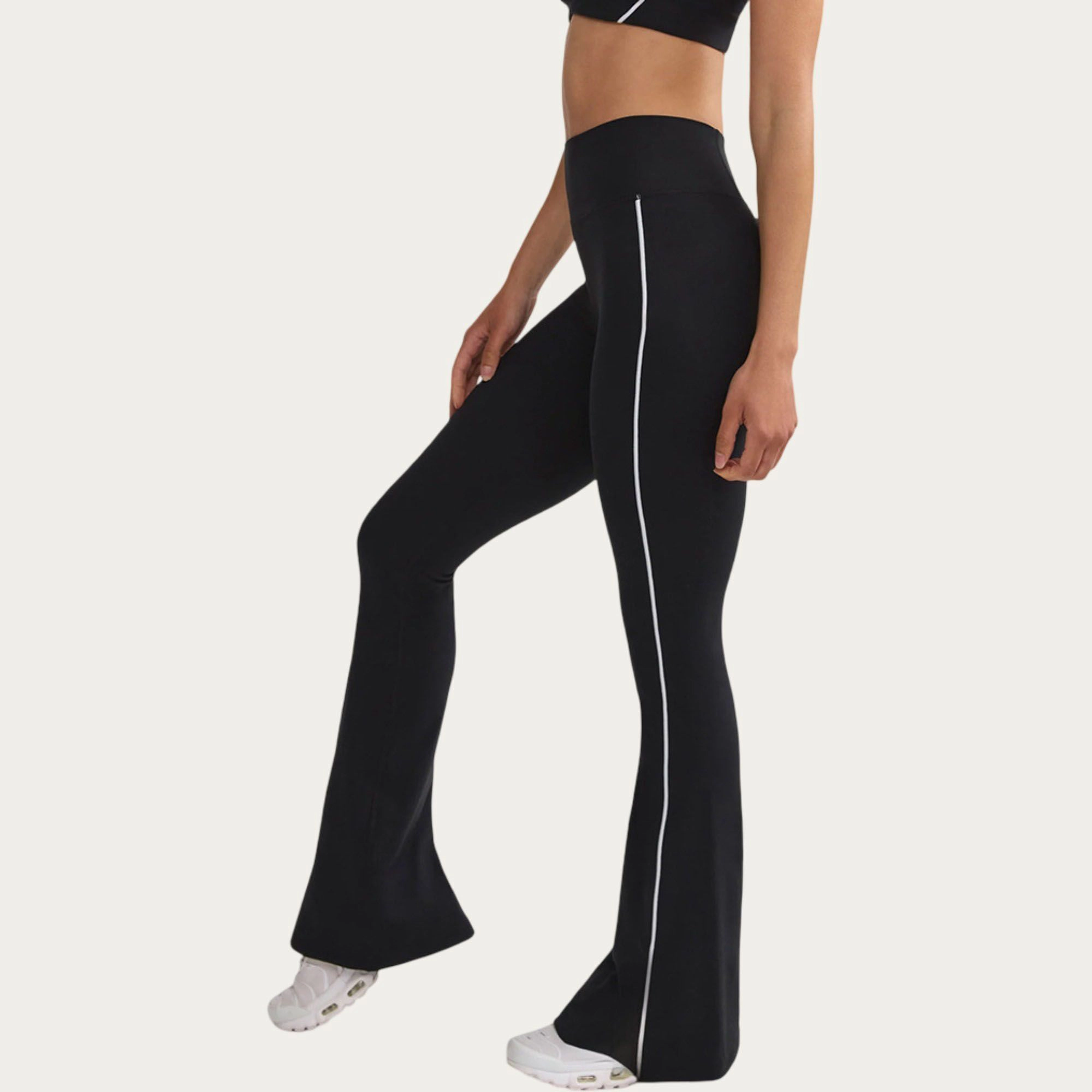Anna-Kaci Active Women's High Waist Flare Yoga Pants with Contrast Side Stripe Stretch Fit Athletic Workout Leggings