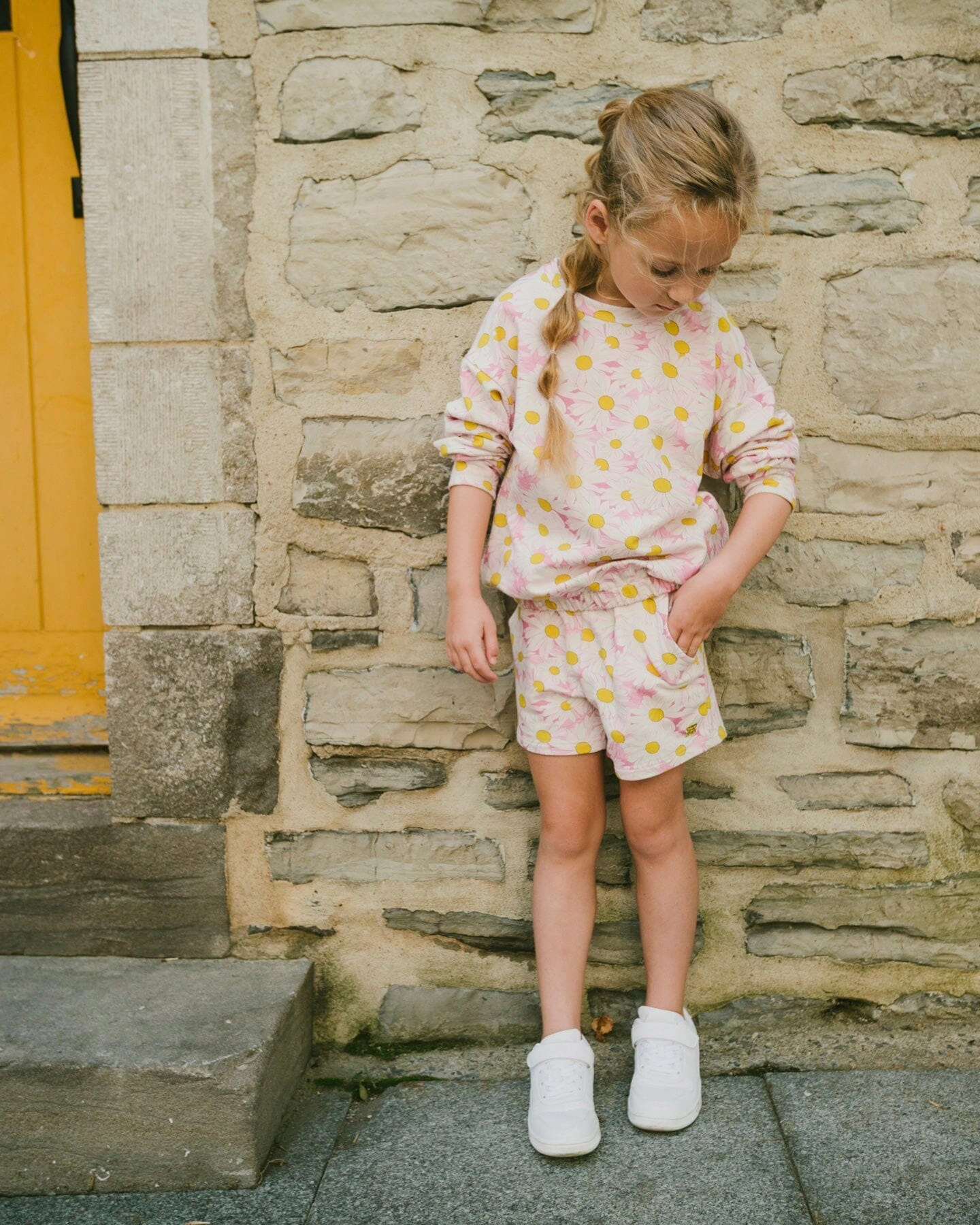 Deux par Girls French Terry Shorts Printed Daisies