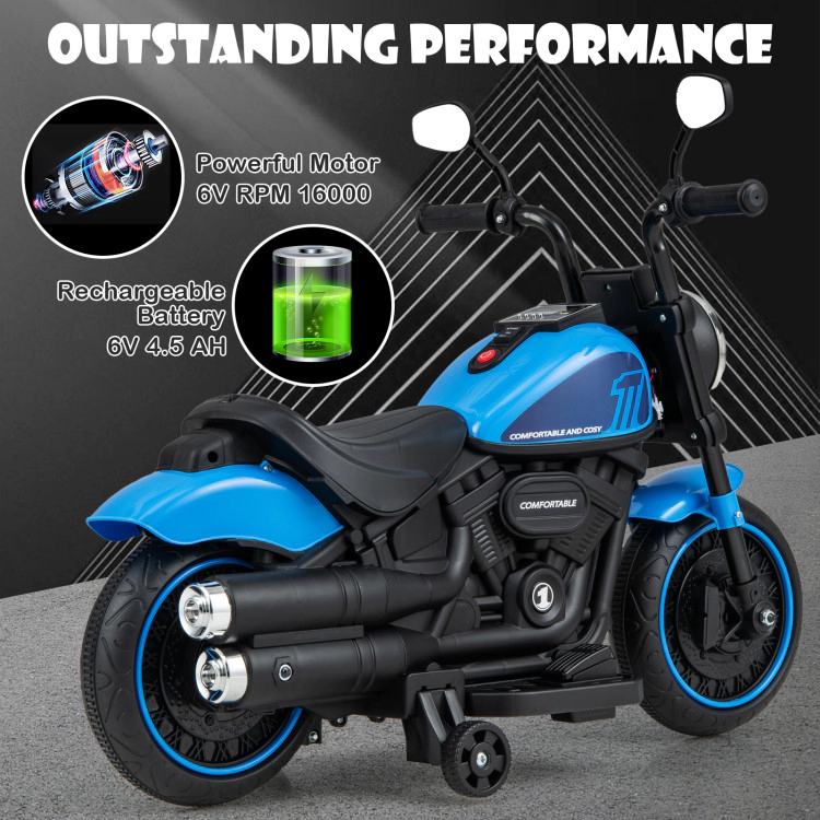 Hivvago Kids Electric Motorcycle with Training Wheels and LED Headlights