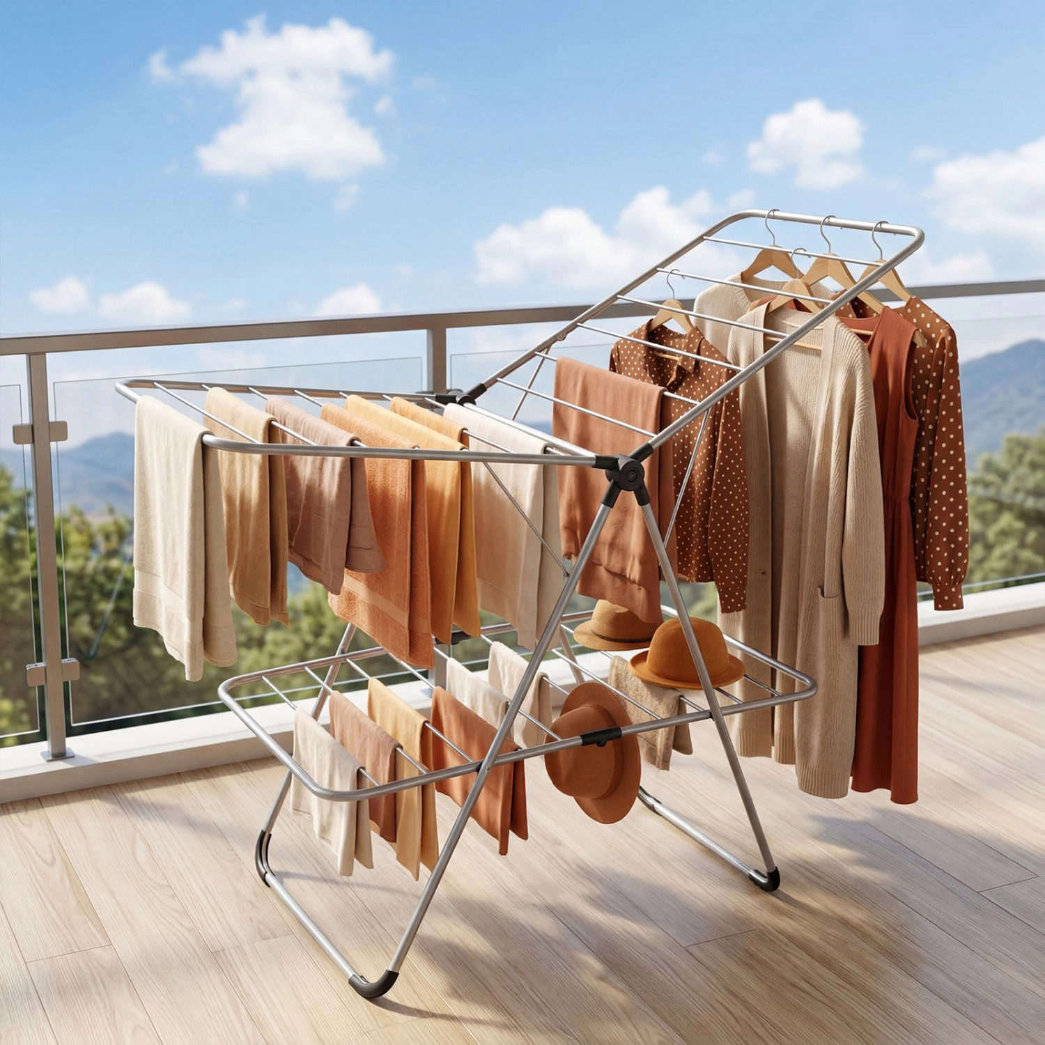 SlickBlue Aluminum Stainless Steel Clothes Drying Rack, 2-Tier