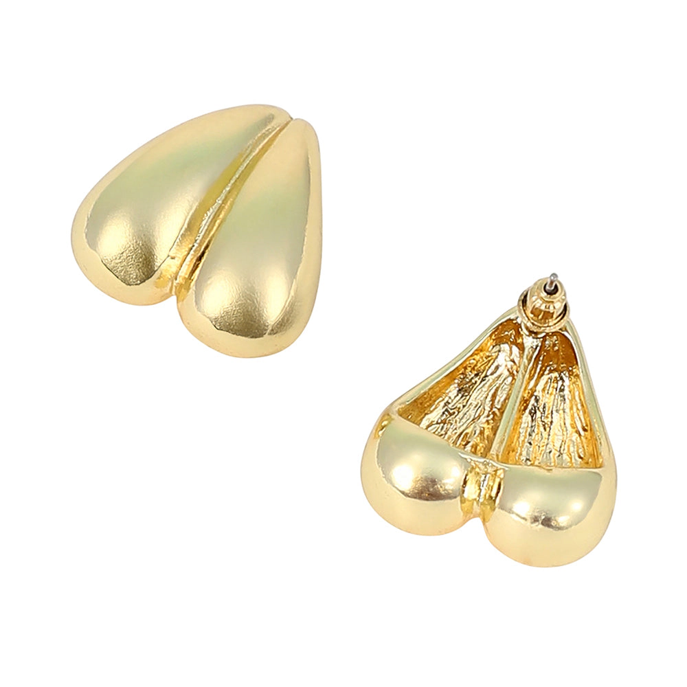 SOHI Women's The Droplet-Heart Stud Earrings - California Gold