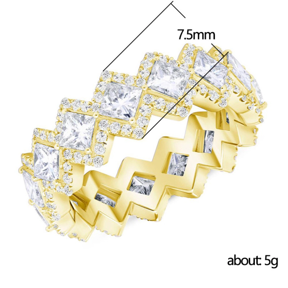 925 Silver Plated Princess Cut CZ Unique Wedding Ring