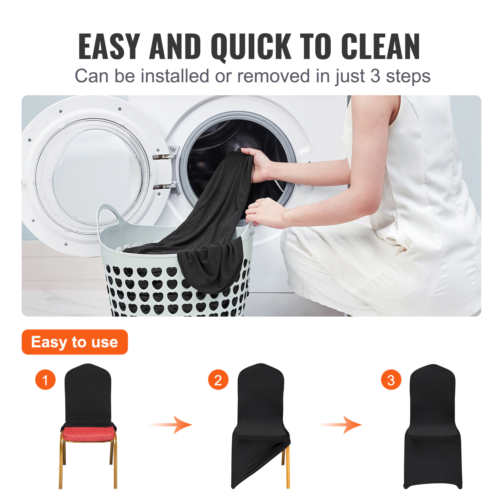 HONGGE Chair Covers Polyester Spandex Cover Stretch Slipcovers for Wedding Party Dining Banquet Flat-Front