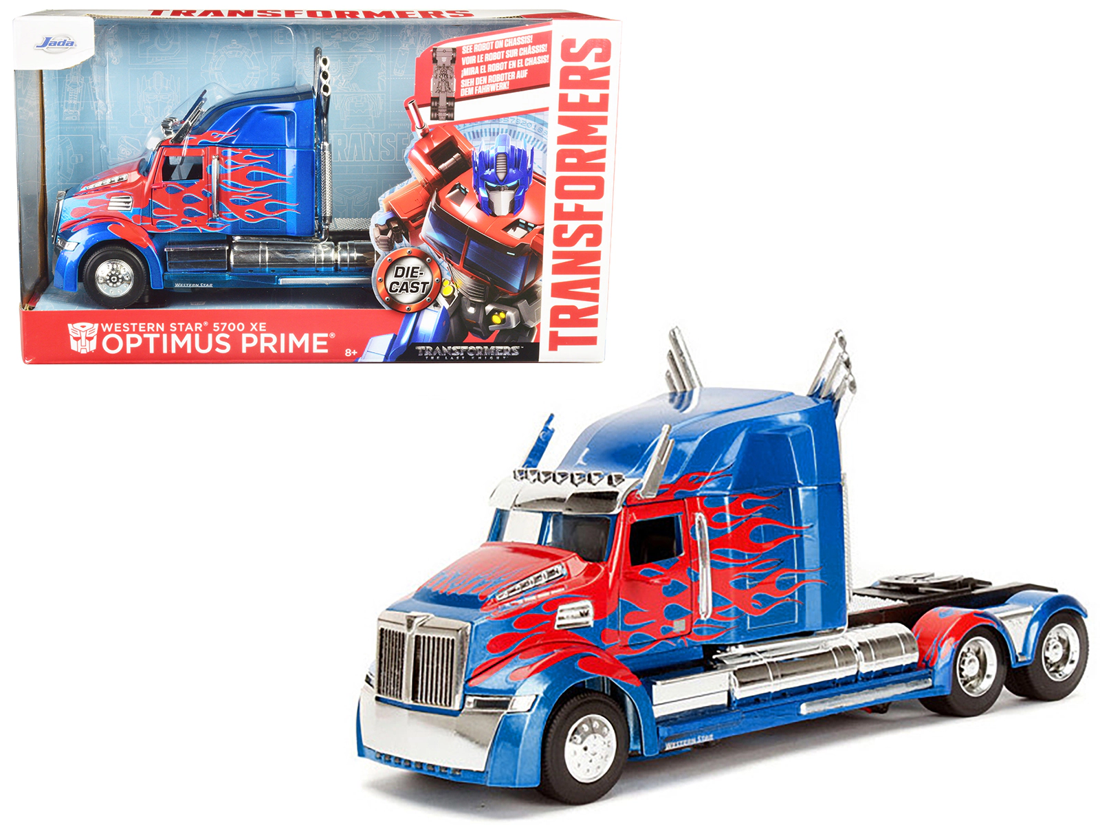 Jada Western Star 5700 XE Phantom Optimus Prime with Robot on Chassis "Transformers 5" (2017) Movie "Hollywood