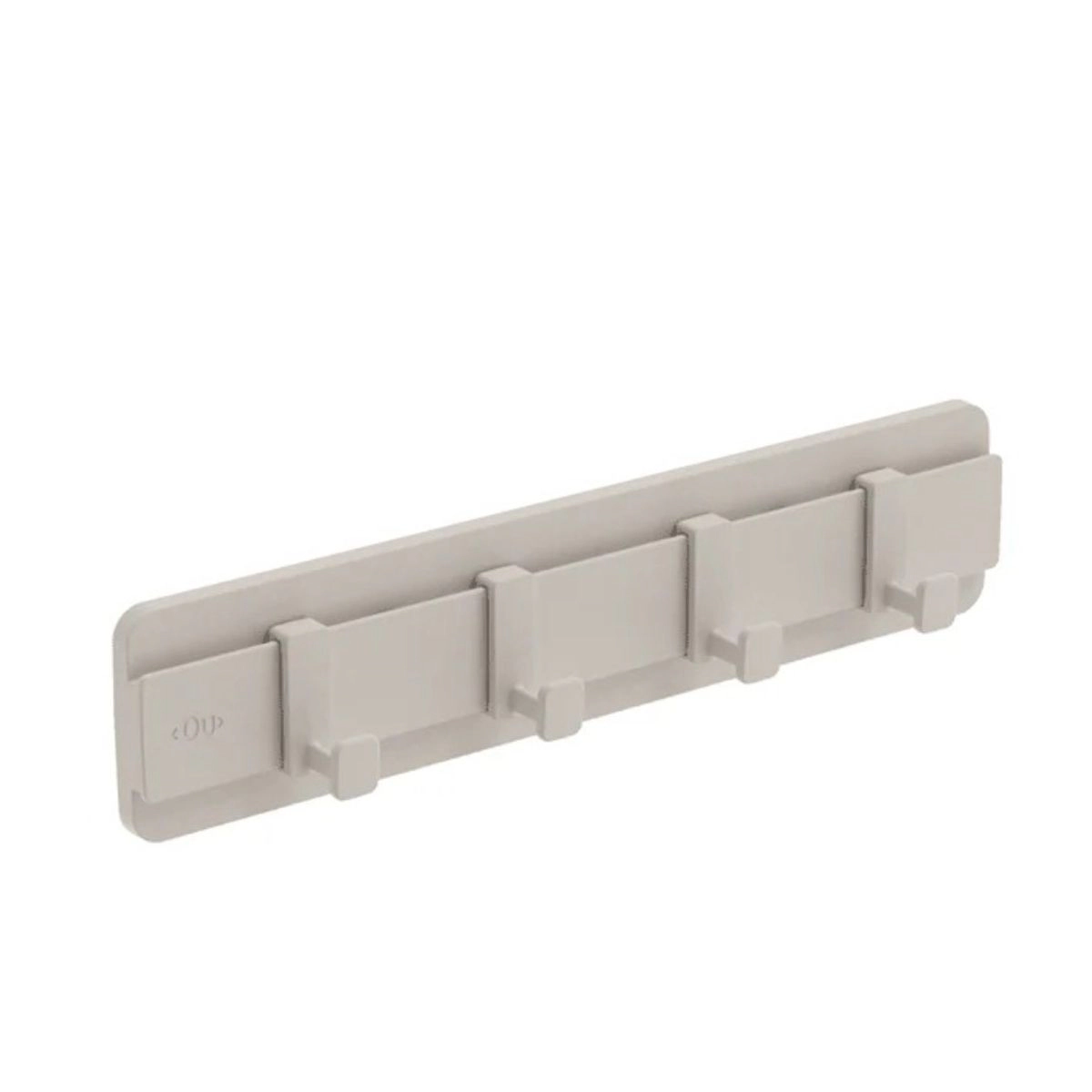 OU Wall Mounted Hook Rack, Multipurpose Self Adhesive Rack w/ 4 Adjustable Sliding Hooks, Laundry & Kitchen Organization