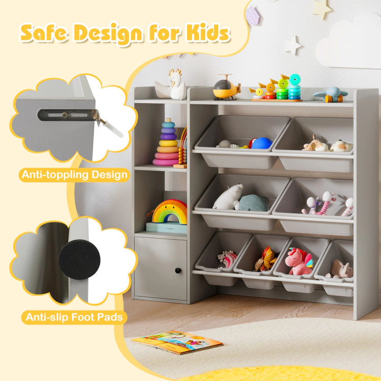 Hivvago Kids Toy Storage and Bookshelf with Open Shelves Single-door Cabinet