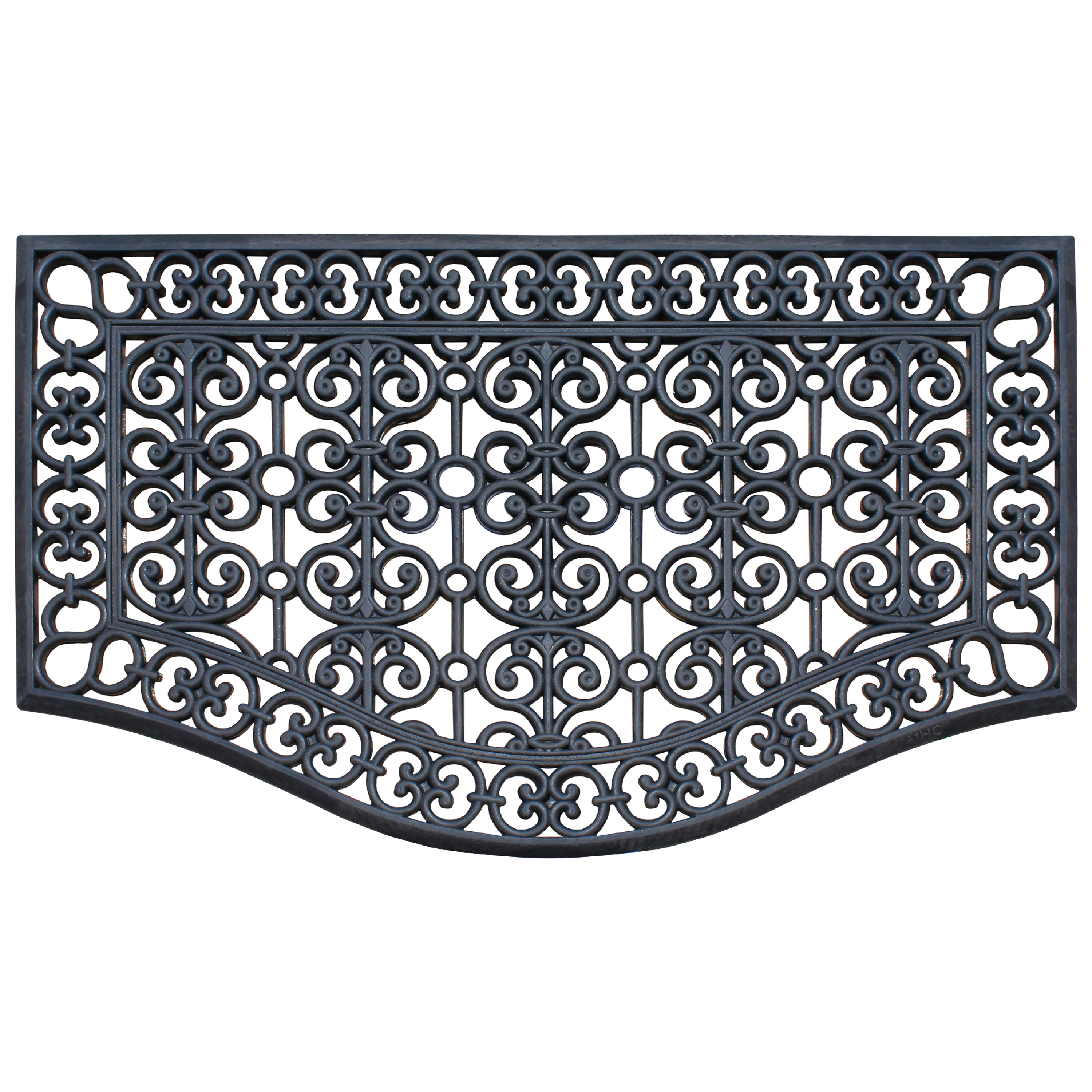 A1 Home Collection 12 lb Heavy Duty Rubber Doormat Non-Slip Outdoor Dirt Scraper Mat, Black Estate, 24 x 39 Inches