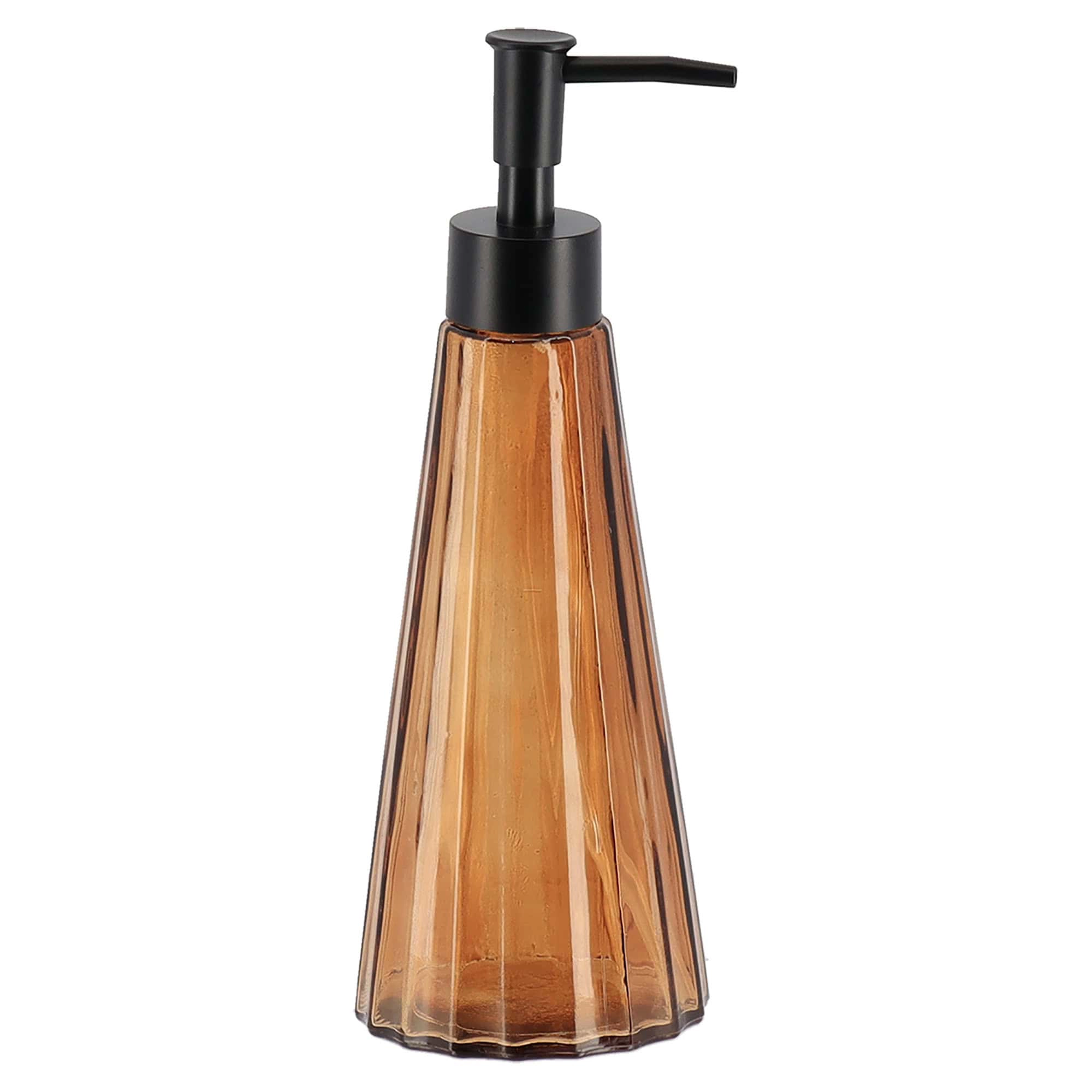 Evideco Faceted Glass Soap Dispenser with Matte Black Pump, 10 oz.