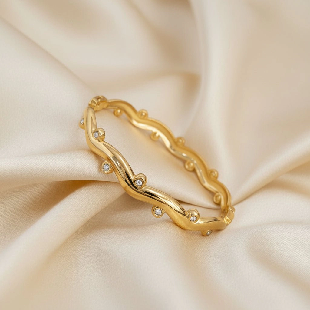 DressAtR Women's Waterproof 18K Gold Plated Bangle Bracelet