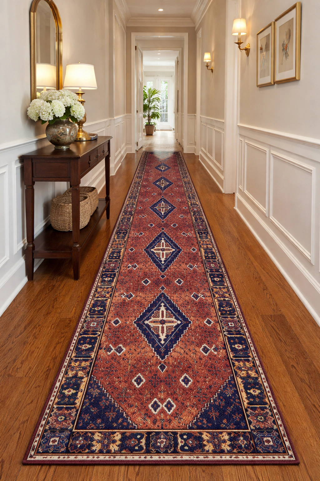 Magic Rugs Rust & Navy Tribal 2'5X14 Indo-Joshaghan Oriental Runner Rug