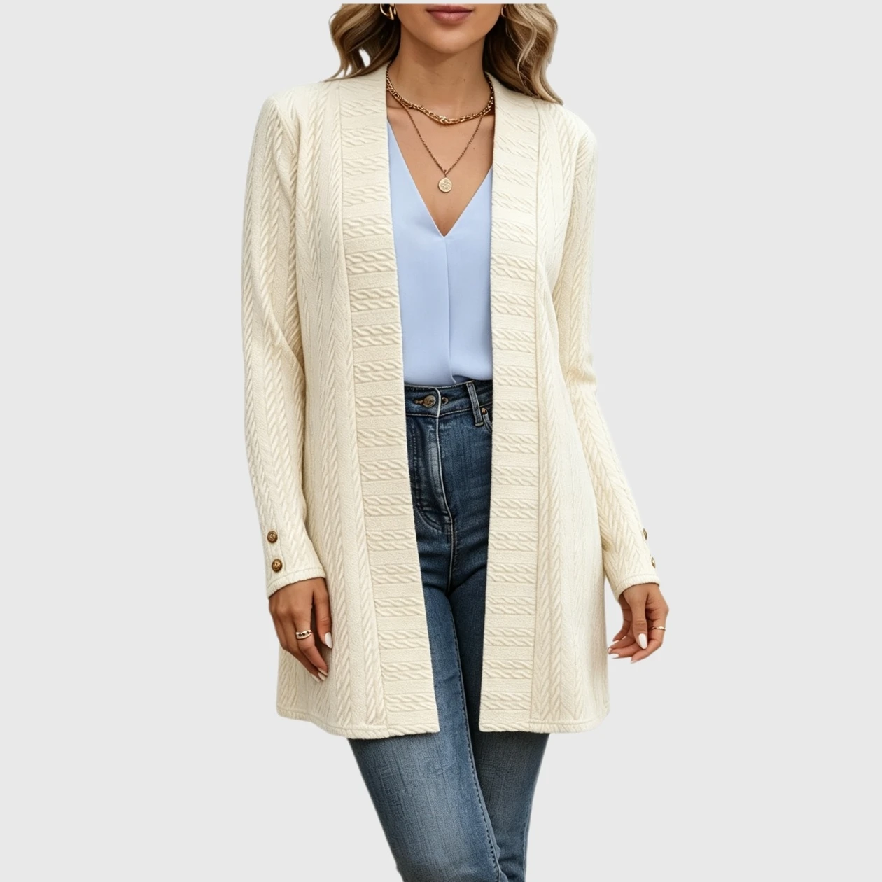 YesFashion Women's Cardigan Casual Dressy Open Front Long Sleeve Knit Sweaters