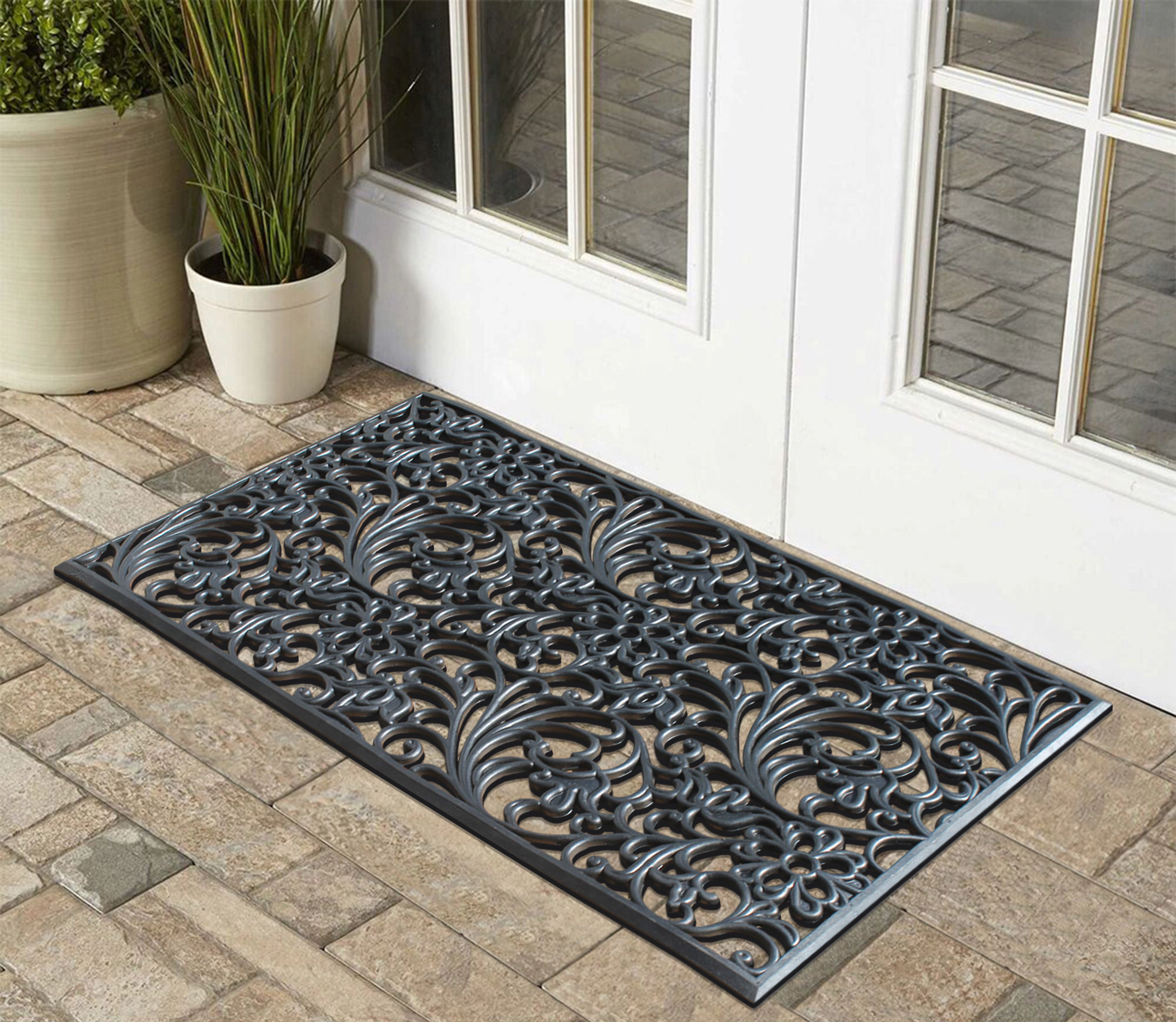 A1 Home Collections 20 lb Heavy Duty Rubber Doormat Non-Slip Drainage Front Door Mat 30 x 48 In