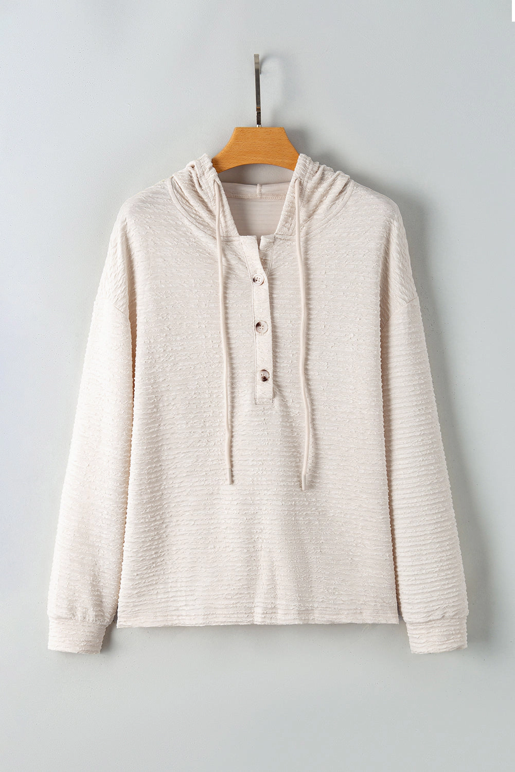Threaded Pear Women's Madison Textured Drawstring Henley Hoodie