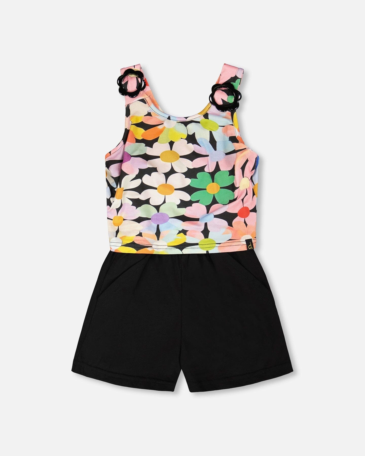Deux par Girls Sleeveless Jersey Jumpsuit Printed Flowers