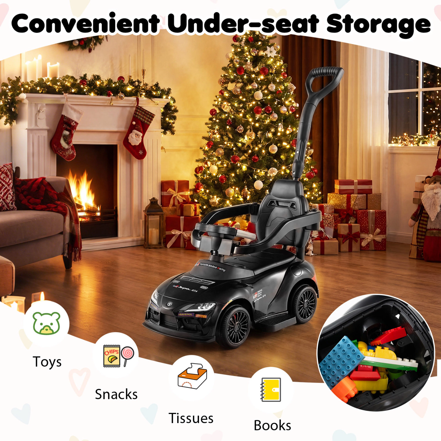 LJG Kids 3-in-1 Toyota Licensed Foot-to-Floor Stroller Sliding Walking Toy