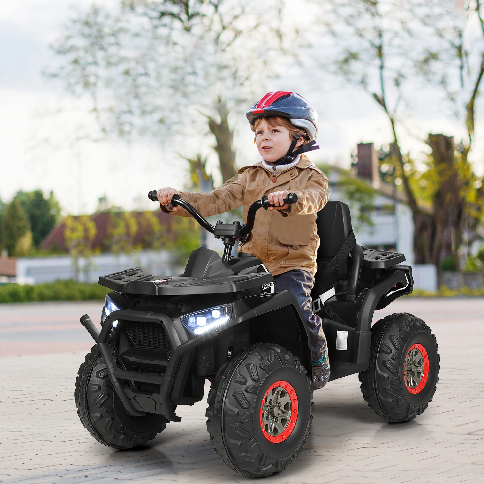 Costway 12V Kids Electric 4-Wheeler ATV Quad 2 Speeds Ride On Car w/MP3&LED Lights Black