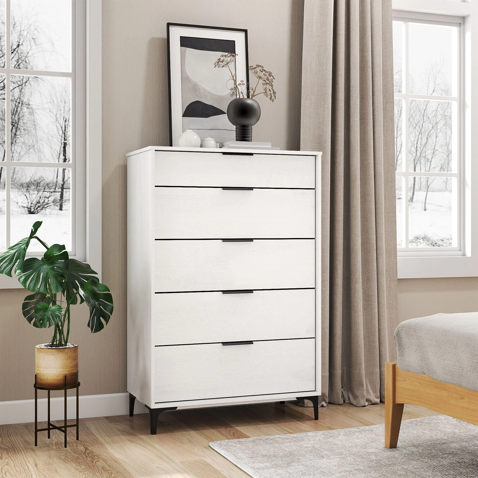 SlickBlue Tall Bedroom Chest of Drawers with Large Storage Space Organizer