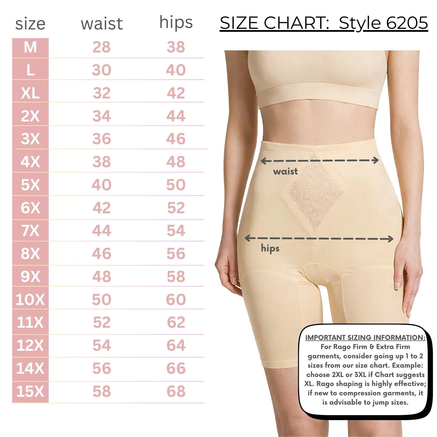 Rago Waistline Tummy Control Thigh Slimmer | Satin & Smooth Fabric Medium to Firm Support Style 6205