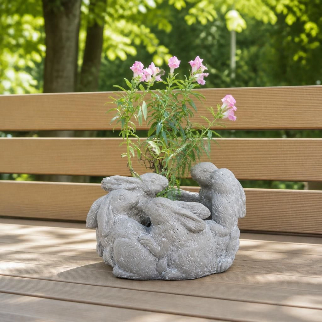 WOW PIONEER Compact Solid Cement Planter Pot for Balcony Window Sill Patio Indoor Outdoor
