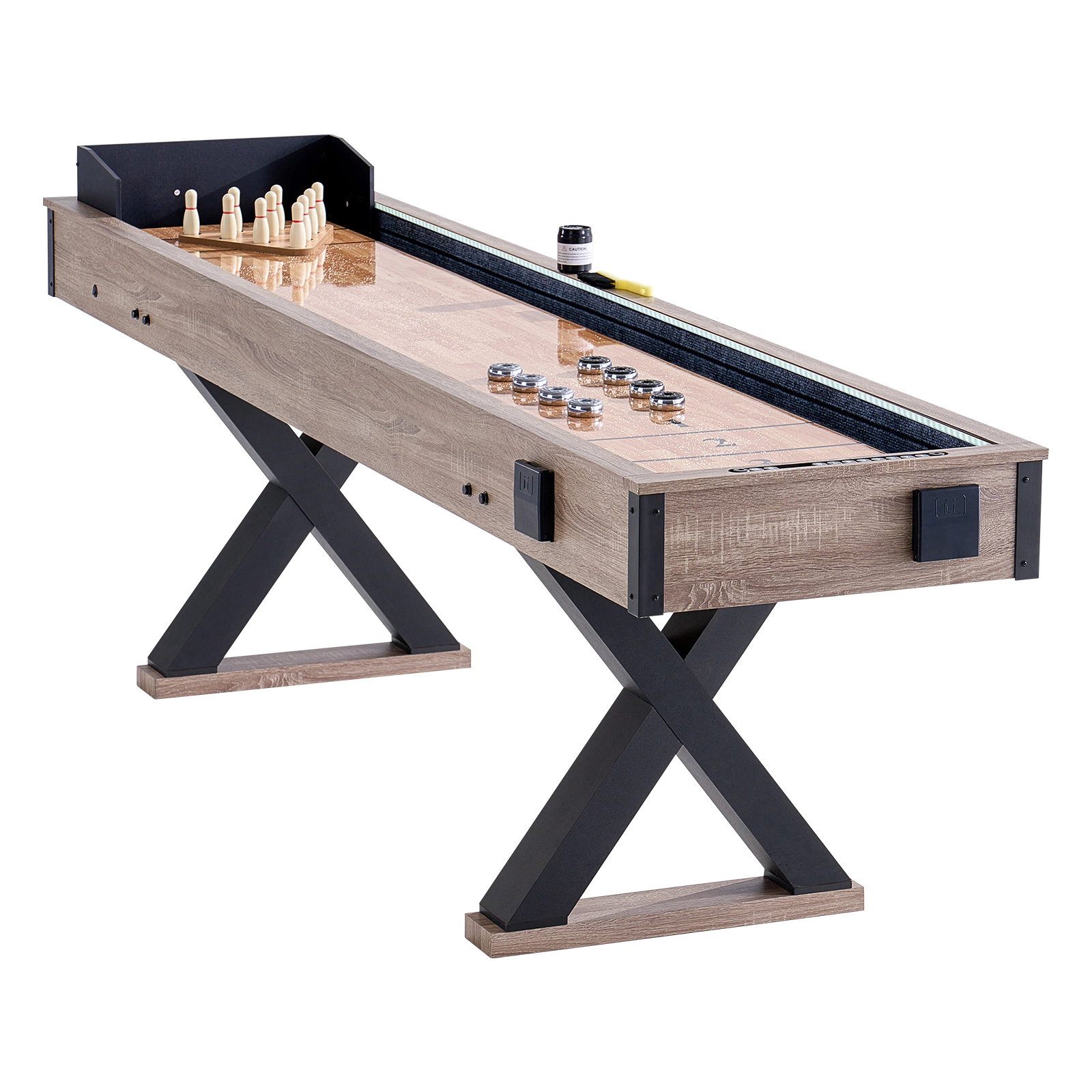 HONGGE Shuffleboard Table Shuffleboard for Family Game Rooms 2 in 1 Shuffleboard and Bowling Combo Game Set with
