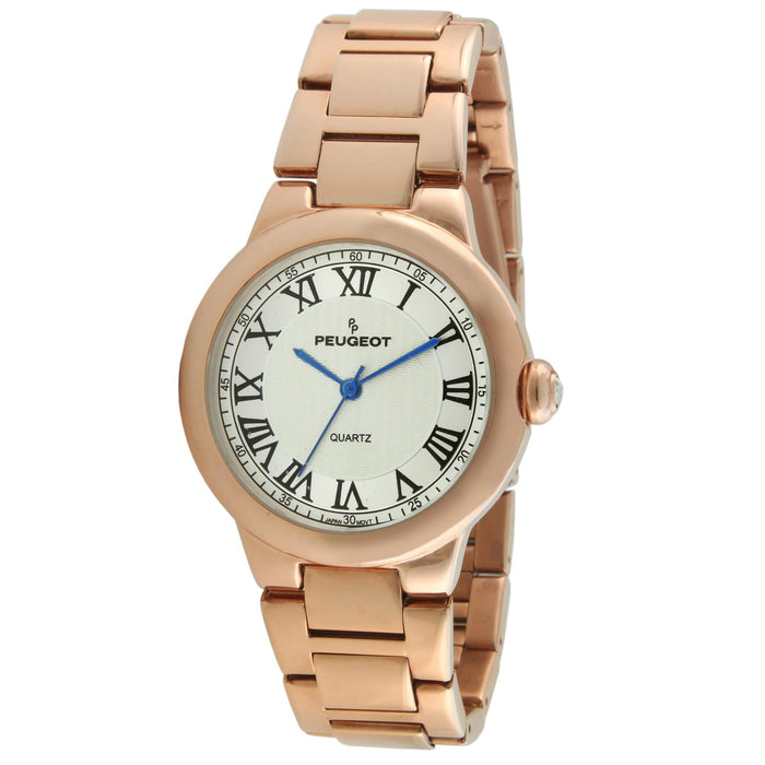 Peugeot Women's Rose Gold Plated 36mm Round Tank Steel Bracelet Watch