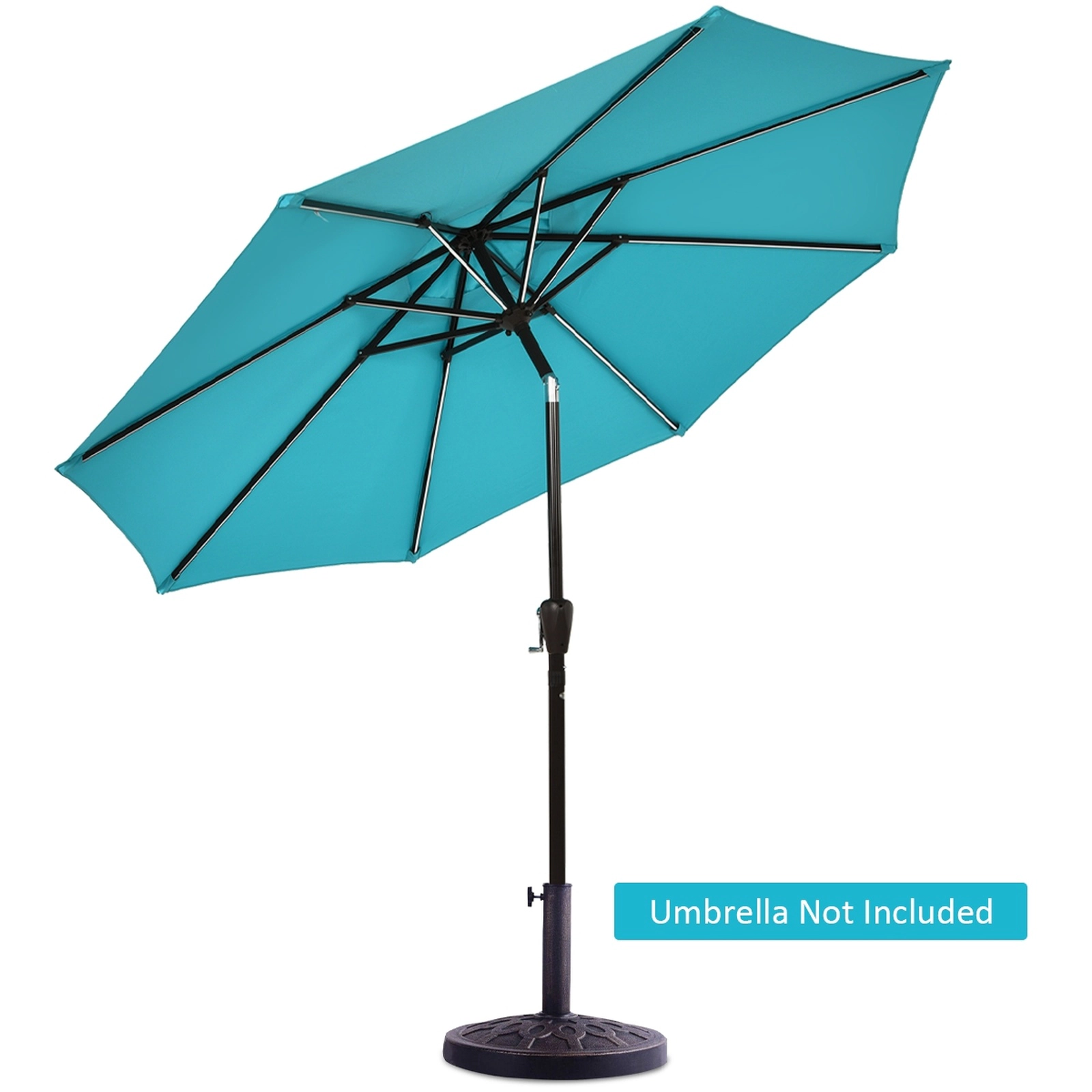 SUGIFT Bronze 18-in Round 30-lb Resin Market Patio Umbrella Base Stand with Steel Upright for Deck Cafe