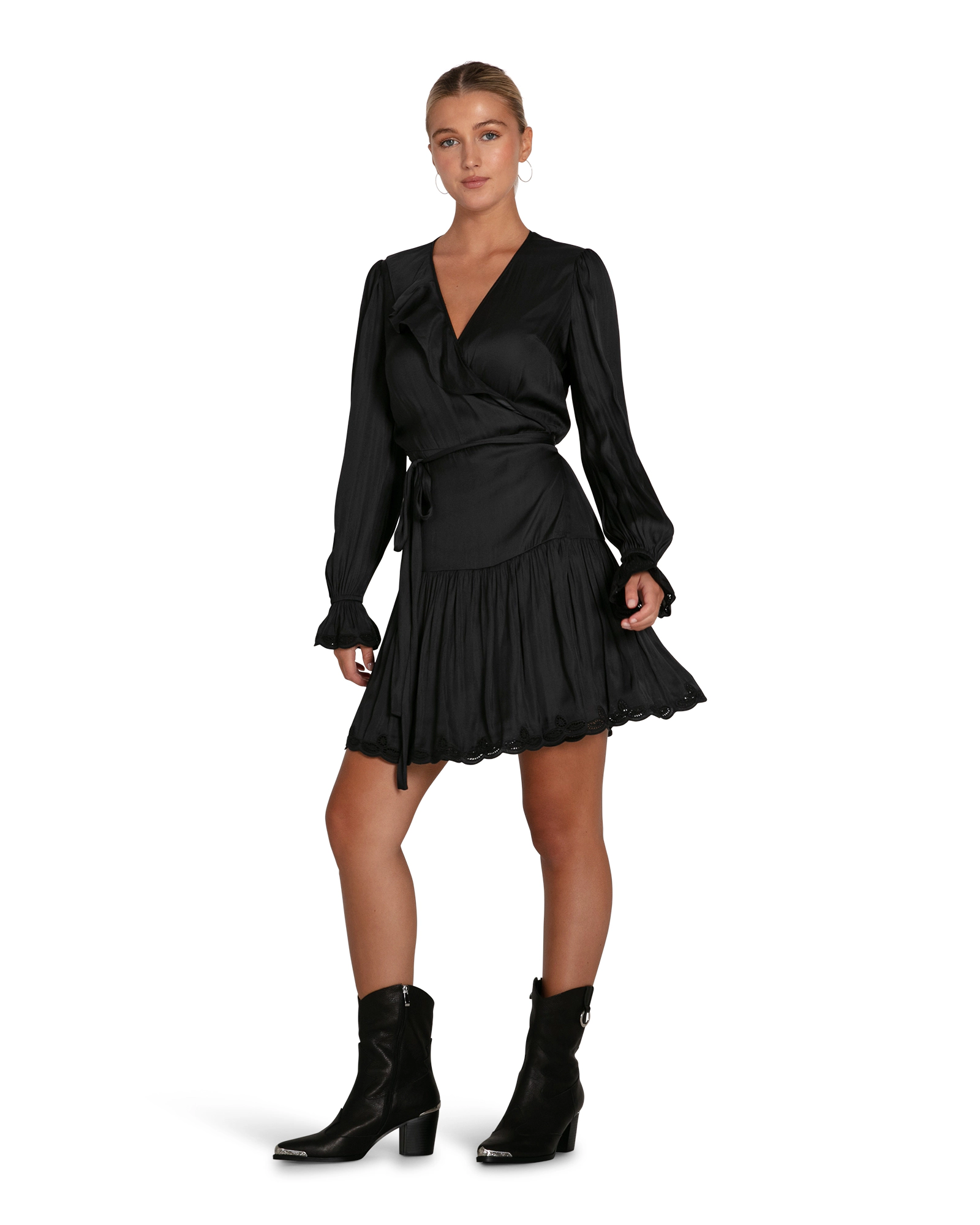Belle & Bloom Womens Wild Flower Embroidered Wrap Dress